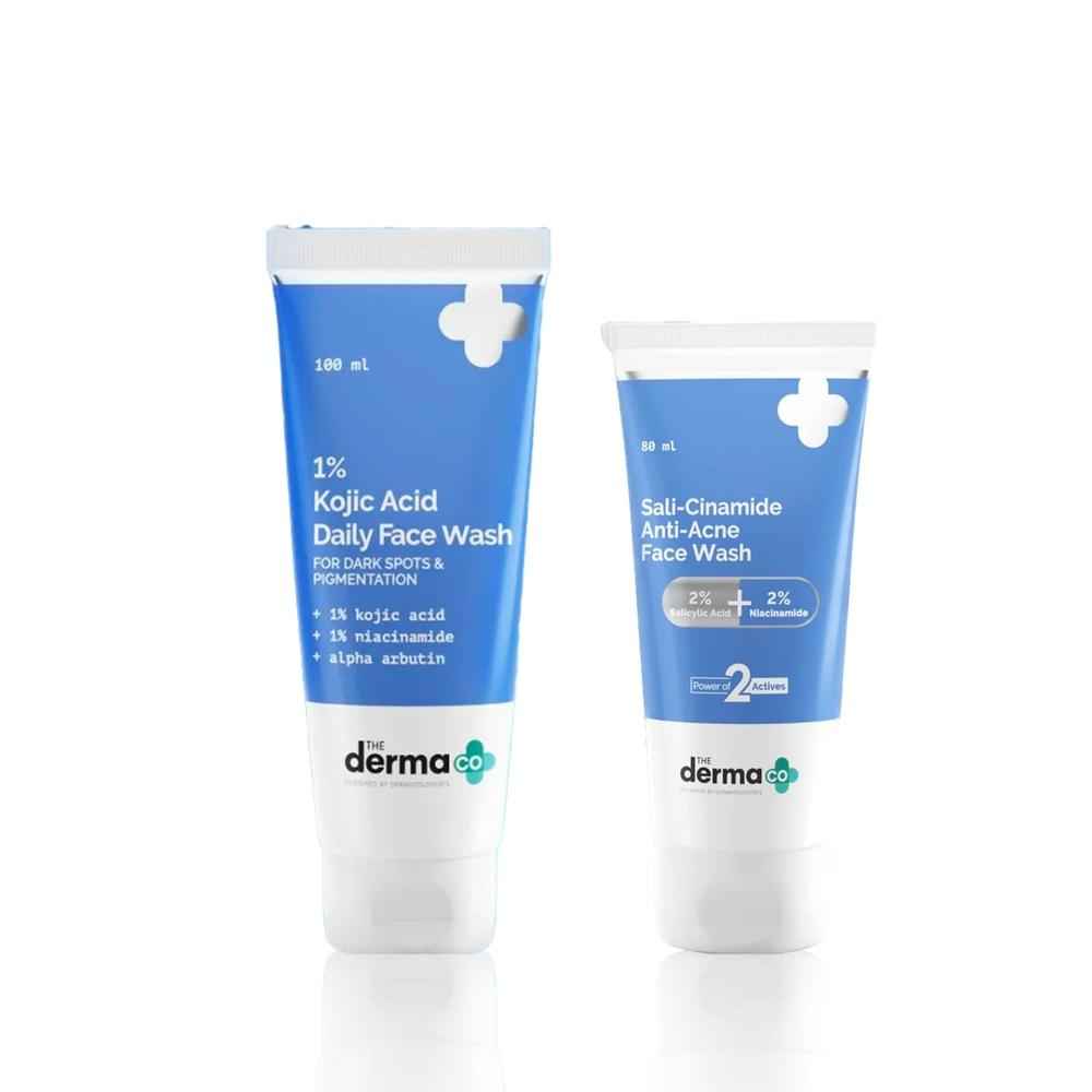 Buy The Derma Co. Acne Control & Brightening Face Wash Combo (Sali-Cinamide Anti-Acne Face Wash – 80 ml + 1% Kojic Acid Face Wash – 100 ml) Combo of 2 - Purplle