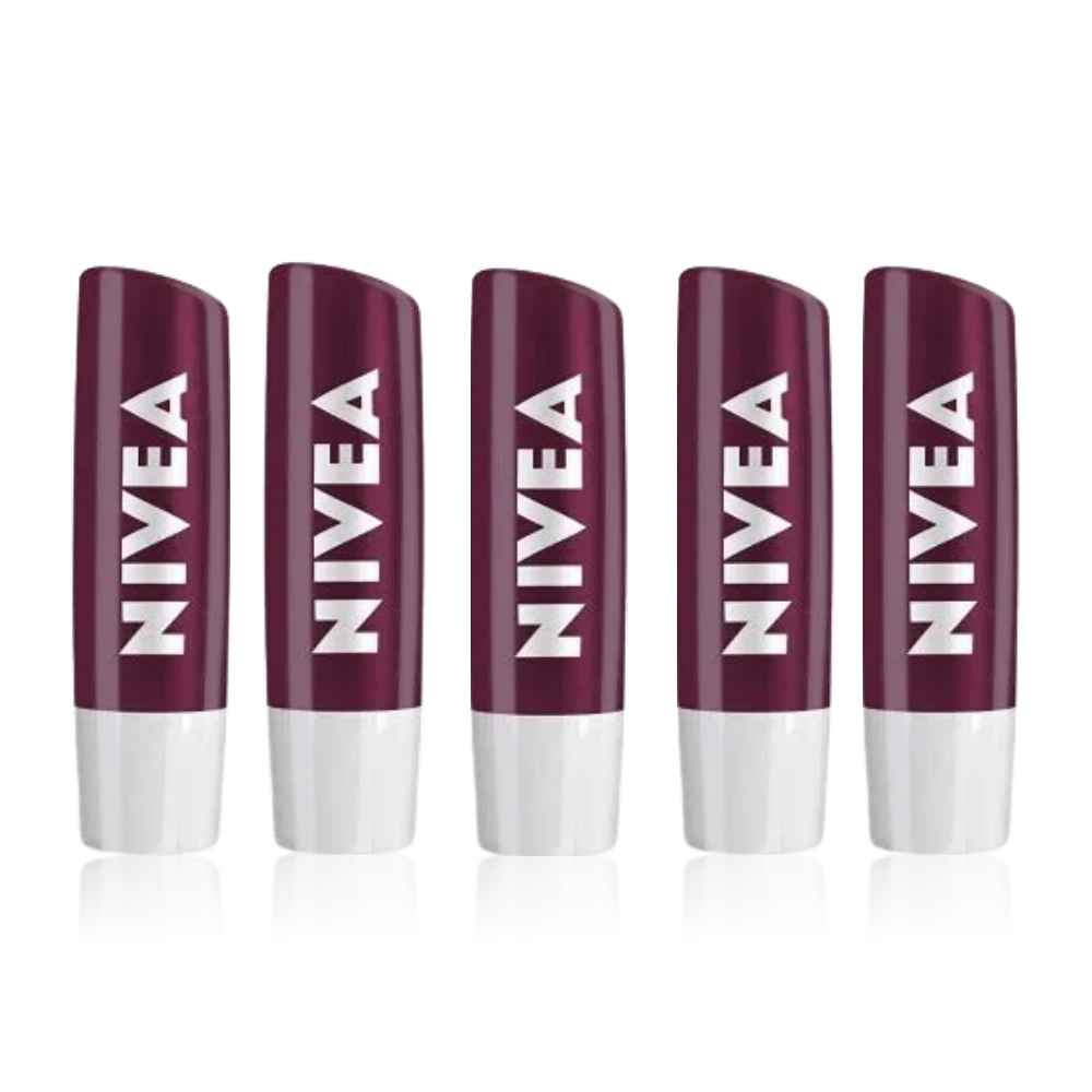 Buy Nivea Black Berry Shine Caring Lip Balm Pack Of 5 (4.8 gm x 5) - Purplle