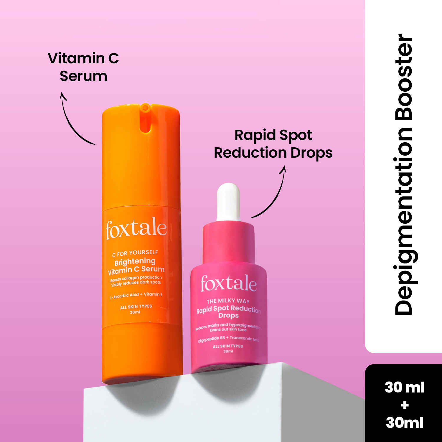 Buy Foxtale De-Pigmentation Booster | Vitamin C Serum 30 ml + Rapid Spot Reduction Drops - Purplle