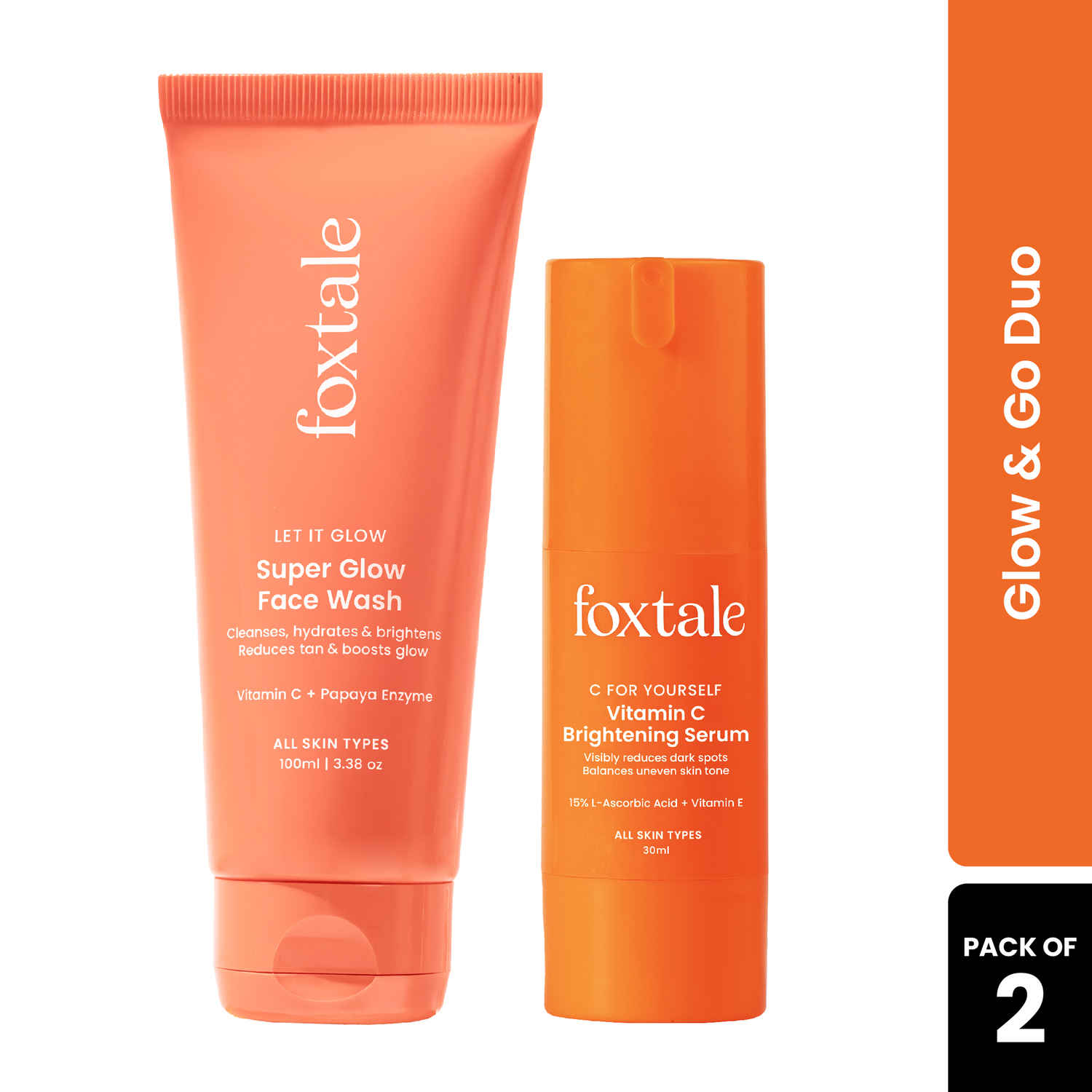 Buy Foxtale Glow & Go Duo | Brightening Face Wash + Vitamin C Serum 130 ml - Purplle