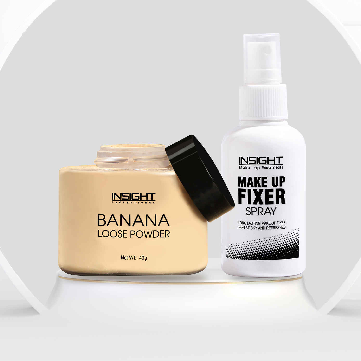 Buy Insight Cosmetics Makeup Fixer Spray 75 ml + Banana Loose Powder, 40 gm - Purplle