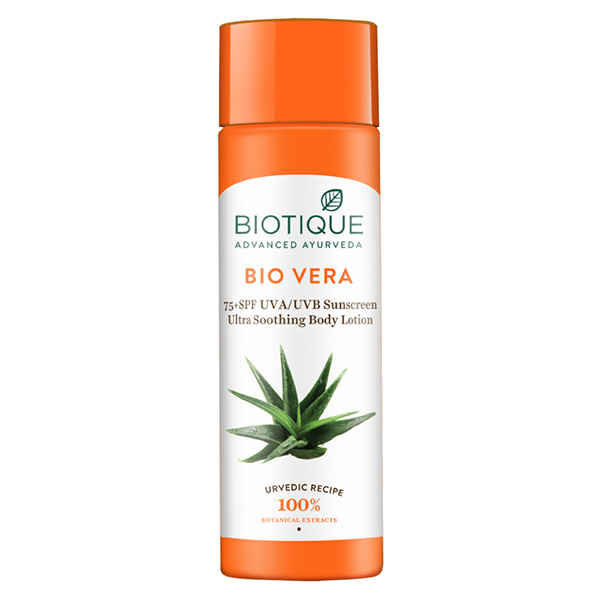 Buy Biotique Bio Vera Ultra Soothing Body Lotion 75 + SPF UVA/UVB Sunscreen (190 ml) - Purplle