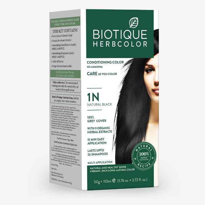 Buy Biotique Bio Herbcolor 1N Natural Black (50 gm +110 ml) - Purplle