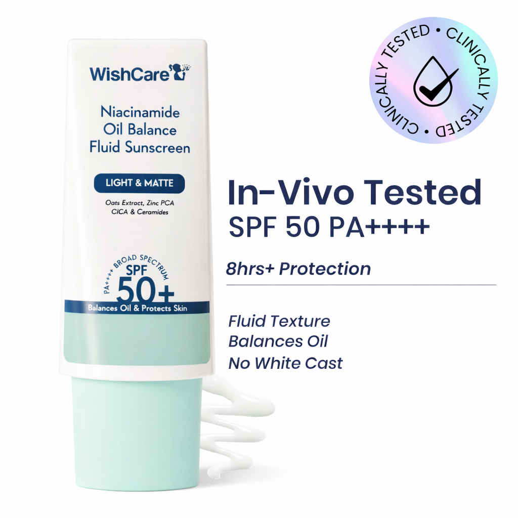 Buy WishCare Niacinamide Oil Balance Fluid Sunscreen SPF 50 PA++++ - Light & Matte Sunscreen for Oily Skin with Broad Spectrum Protection & No White Cast - 30 gm - Purplle