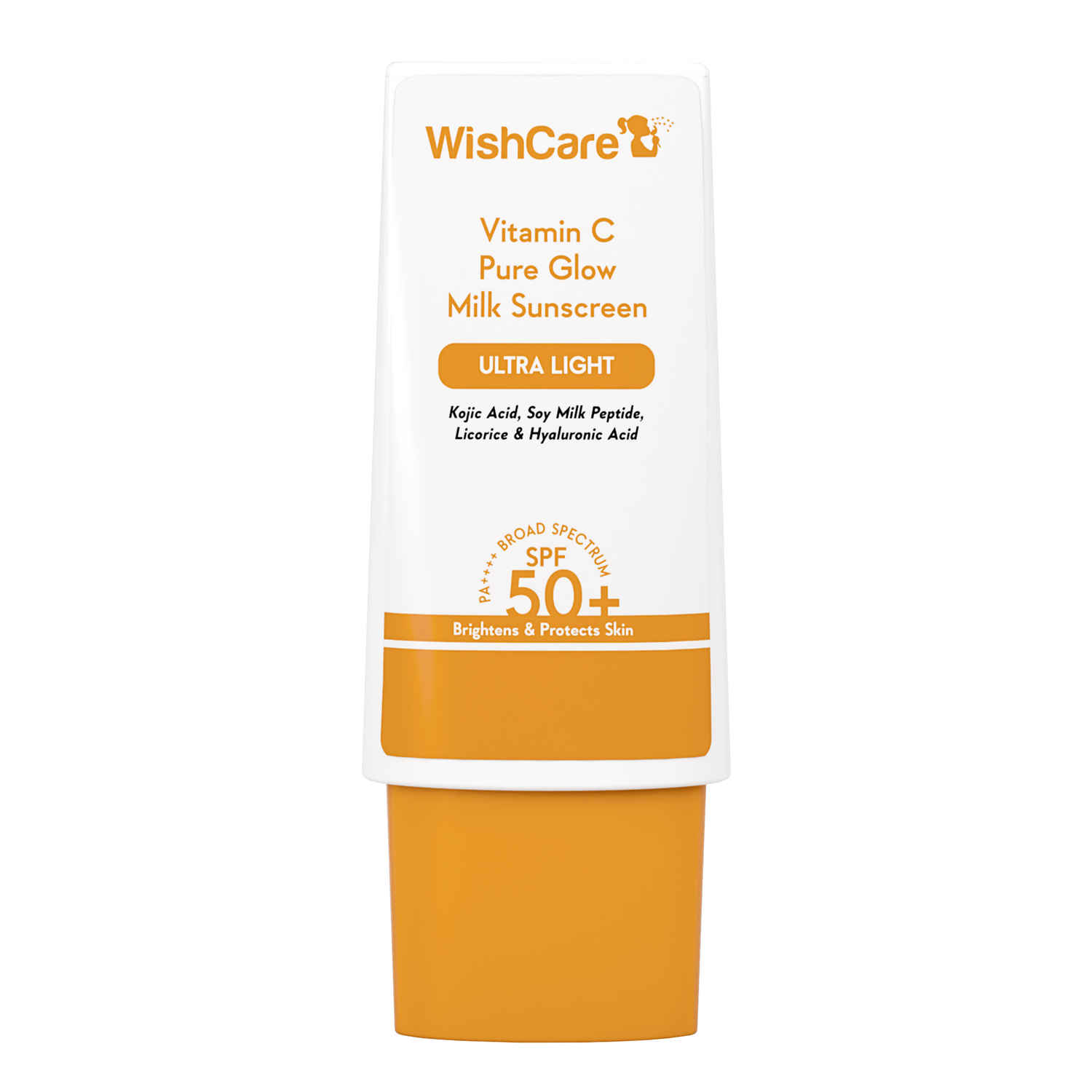 Buy WishCare Vitamin C Pure Glow Milk Sunscreen SPF 50 PA++++ - Ultra Light Weight, Oil Free with Broad Spectrum Protection & No White Cast - 30 gm - Purplle