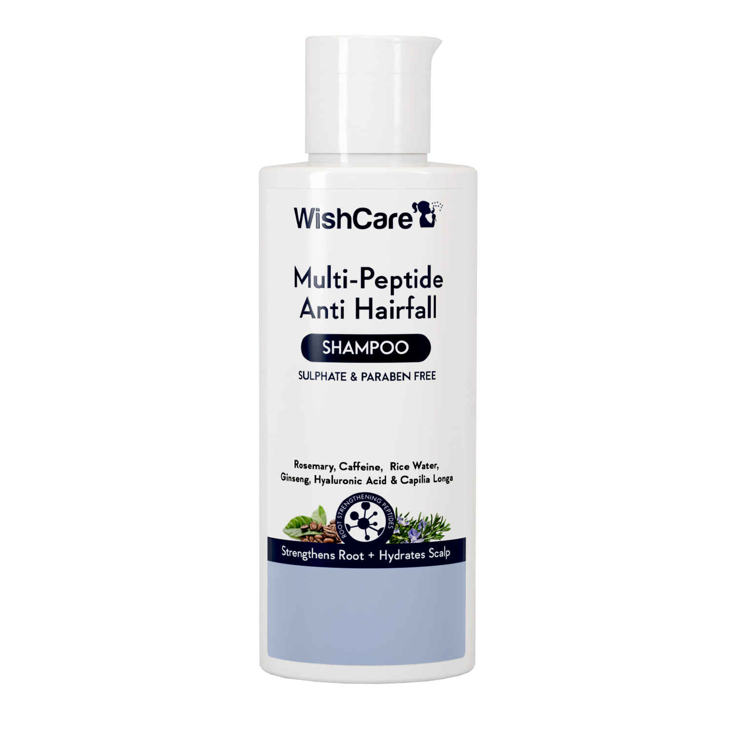 Buy WishCare Multi Peptide Anti Hairfall Shampoo - Rice Water, Rosemary, Capilia Longa, Hyaluronic Acid & Caffeine - 120 ml - Purplle