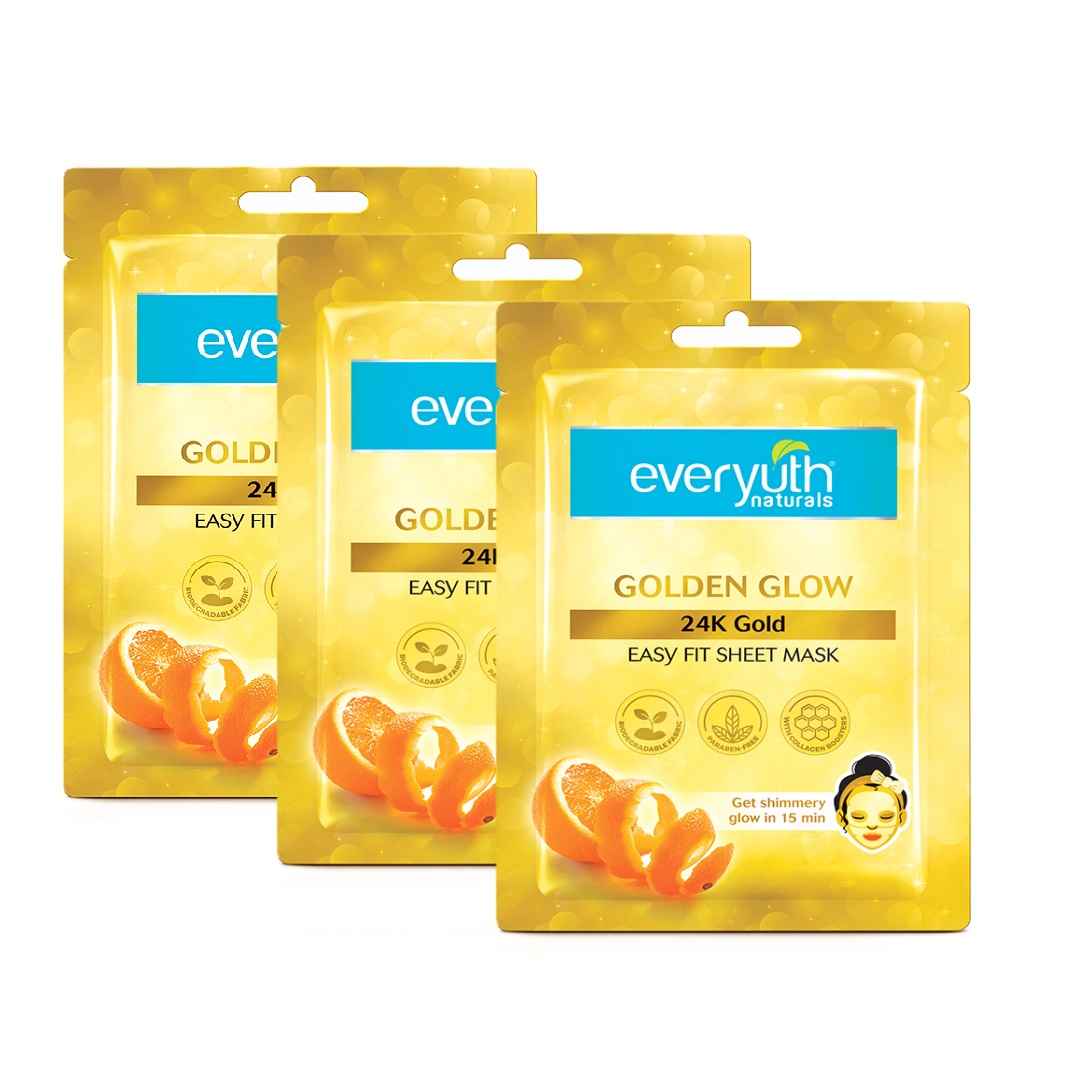 Buy Everyuth Naturals Golden Glow 24K Gold Sheet Mask (Pack of 3) - Purplle