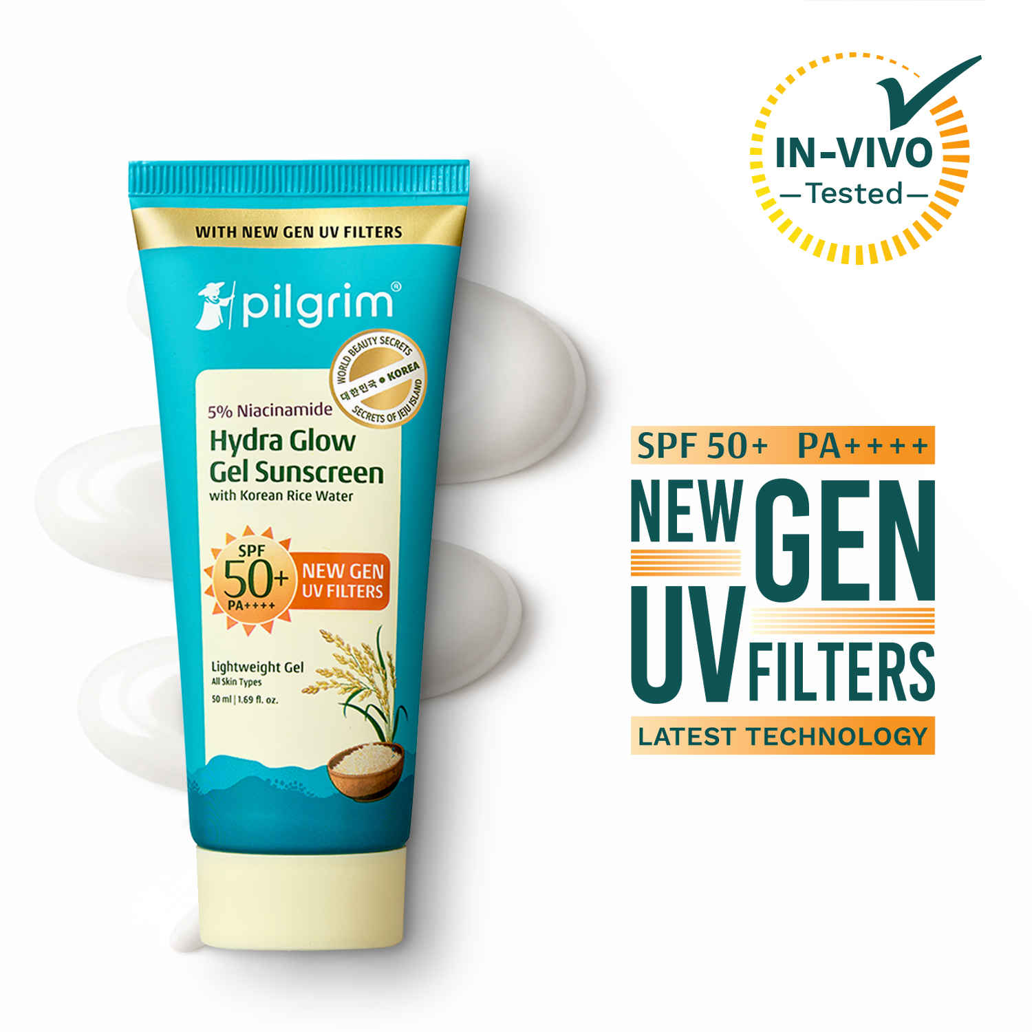 Buy Pilgrim 5% Niacinamide Hydra Glow Gel Sunscreen SPF 50+ PA++++ In-Vivo tested & New Gen UV filter - 50 ml - Purplle