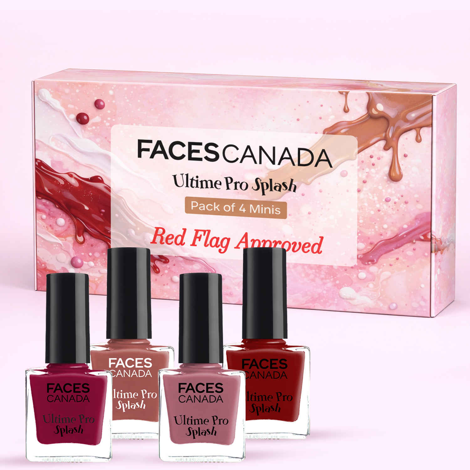 Buy FACES CANADA Ultime Pro Splash Nail Enamel Pack of 4 Minis - Red Flag | Long-Lasting | Chip-Resistant Wear | Quick-Dry Formula | Smooth & Glossy Finish - Purplle
