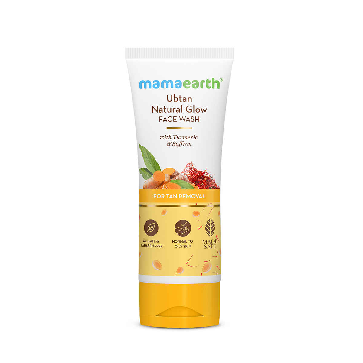 Buy Mamaearth Ubtan Natural Face Wash For All skin type With Turmeric & Saffron For Tan Removal And Skin Brightening (100 ml) - Purplle