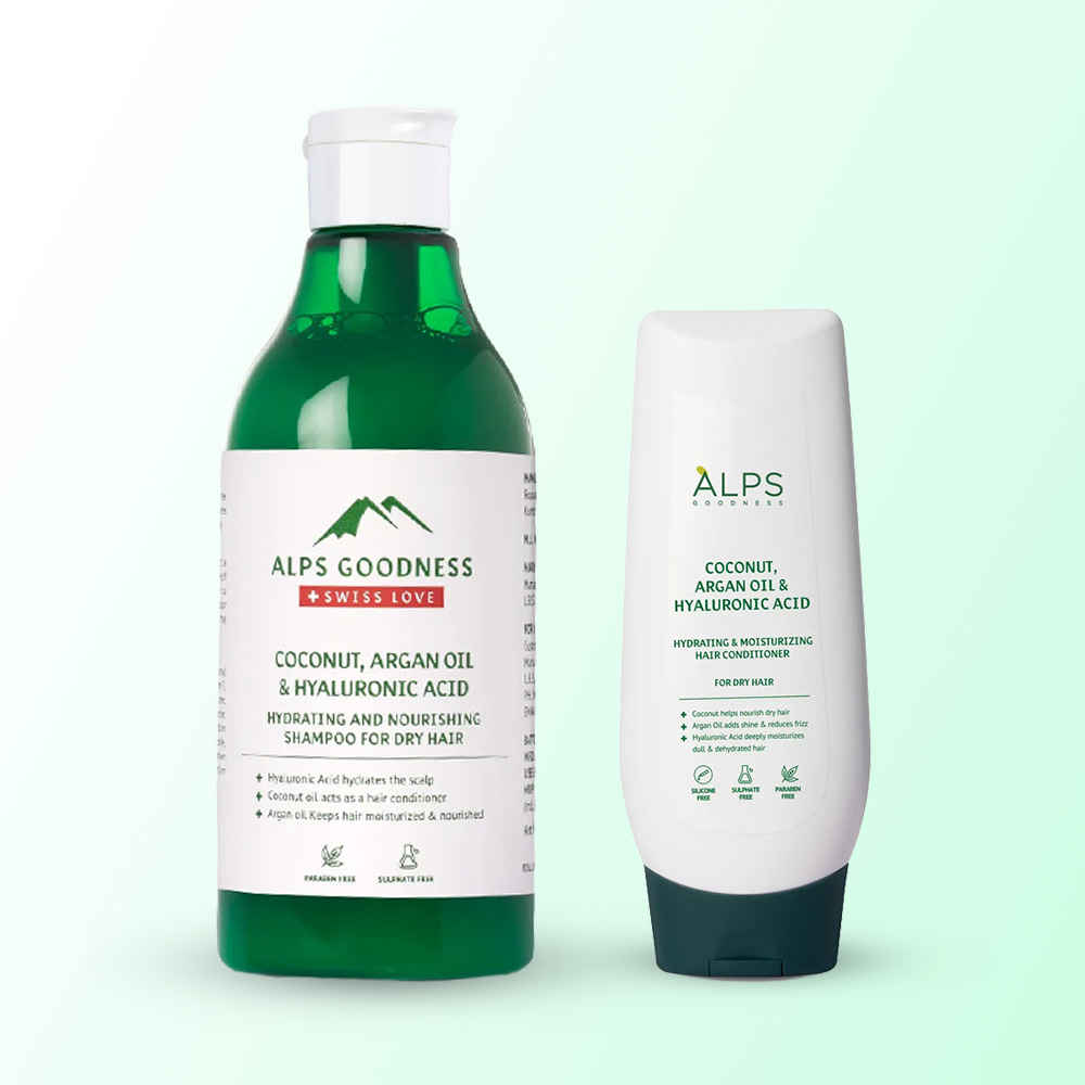Buy Alps Goodness Intense Moisture Combo (Coconut, Argan Oil & Hyaluronic Acid Hydrating & Nourishing Shampoo-290 ml + Coconut, Argan Oil & Hyaluronic Acid Hydrating & Moisturizing Conditioner For Dry Hair-200 ml) Combo of 2 - Purplle