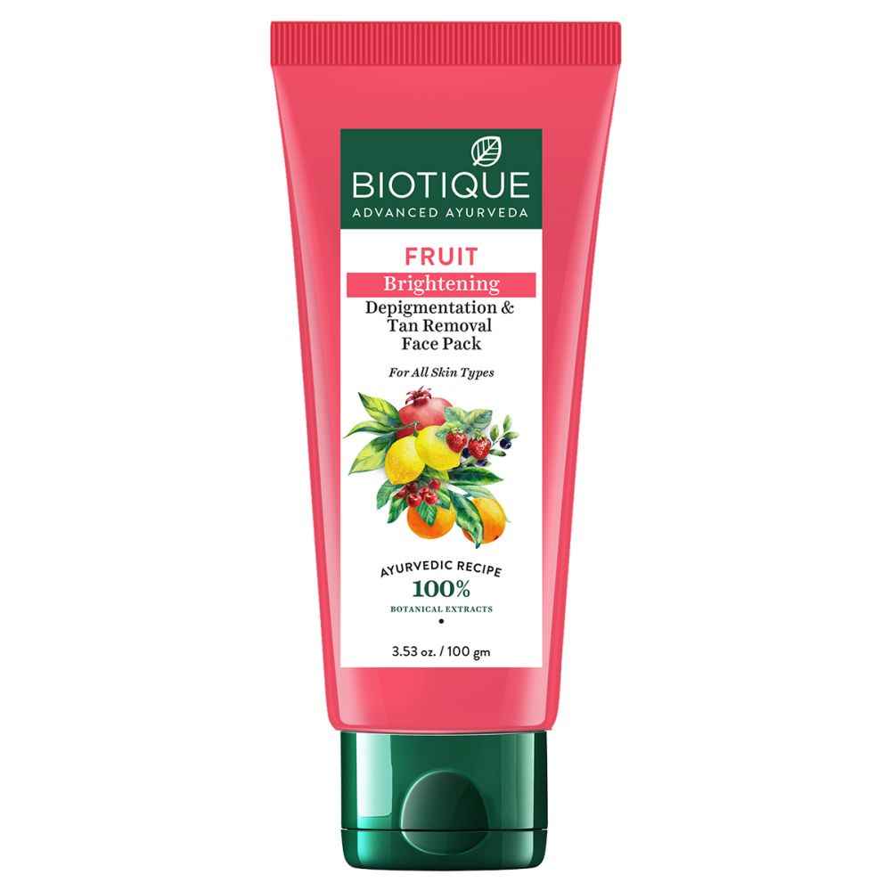 Buy Biotique Fruit Brightening Depigmentation & Tan Removal Face Pack 100 gm Tube - Purplle
