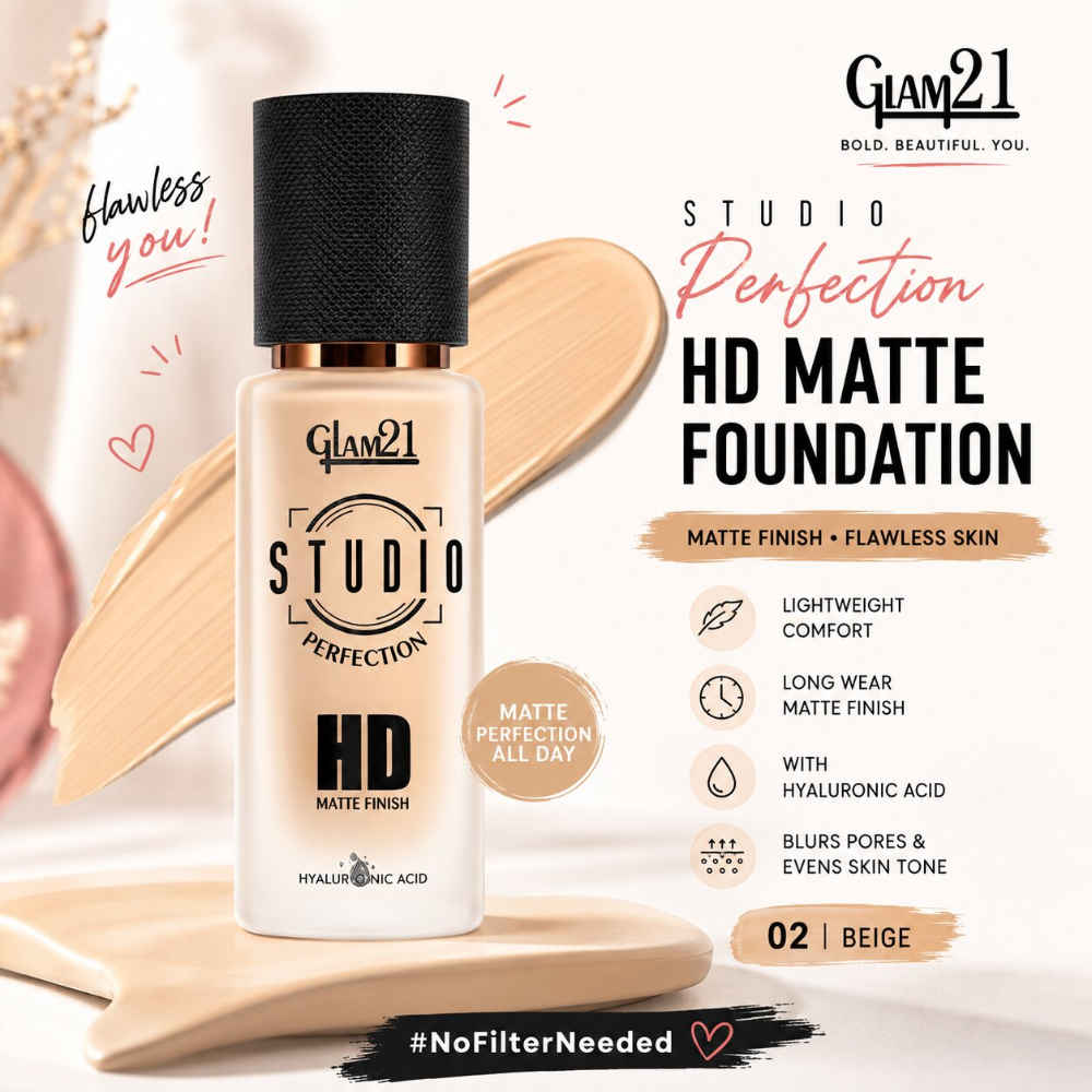 Buy Glam 21 Studio Perfection HD Matte Foundation-Beige (30 ml) - Purplle