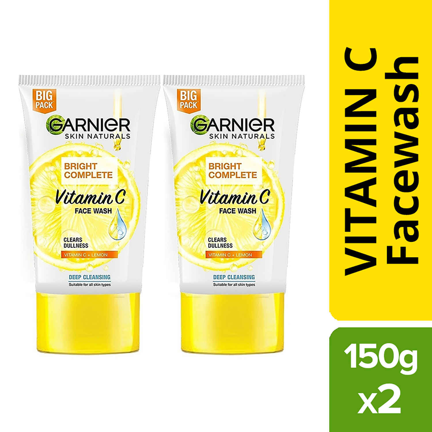 Buy Garnier Bright Complete Brightening Facewash (150 g) (Pack of 2) - Purplle