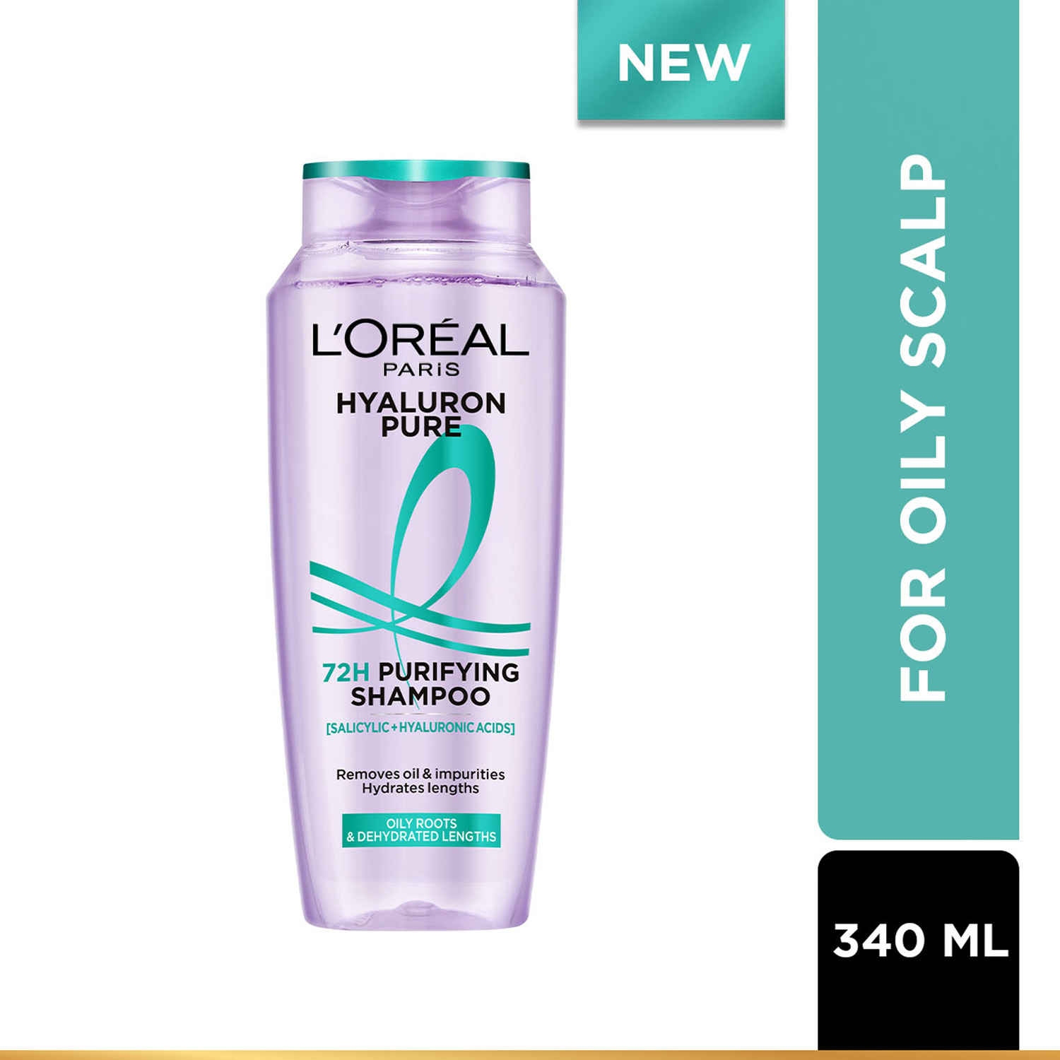 Buy L’Oréal Paris Hyaluron Pure 72H Purifying Shampoo, For oily scalp & dry hair with salicylic and hyaluronic acid | 340 ml - Purplle