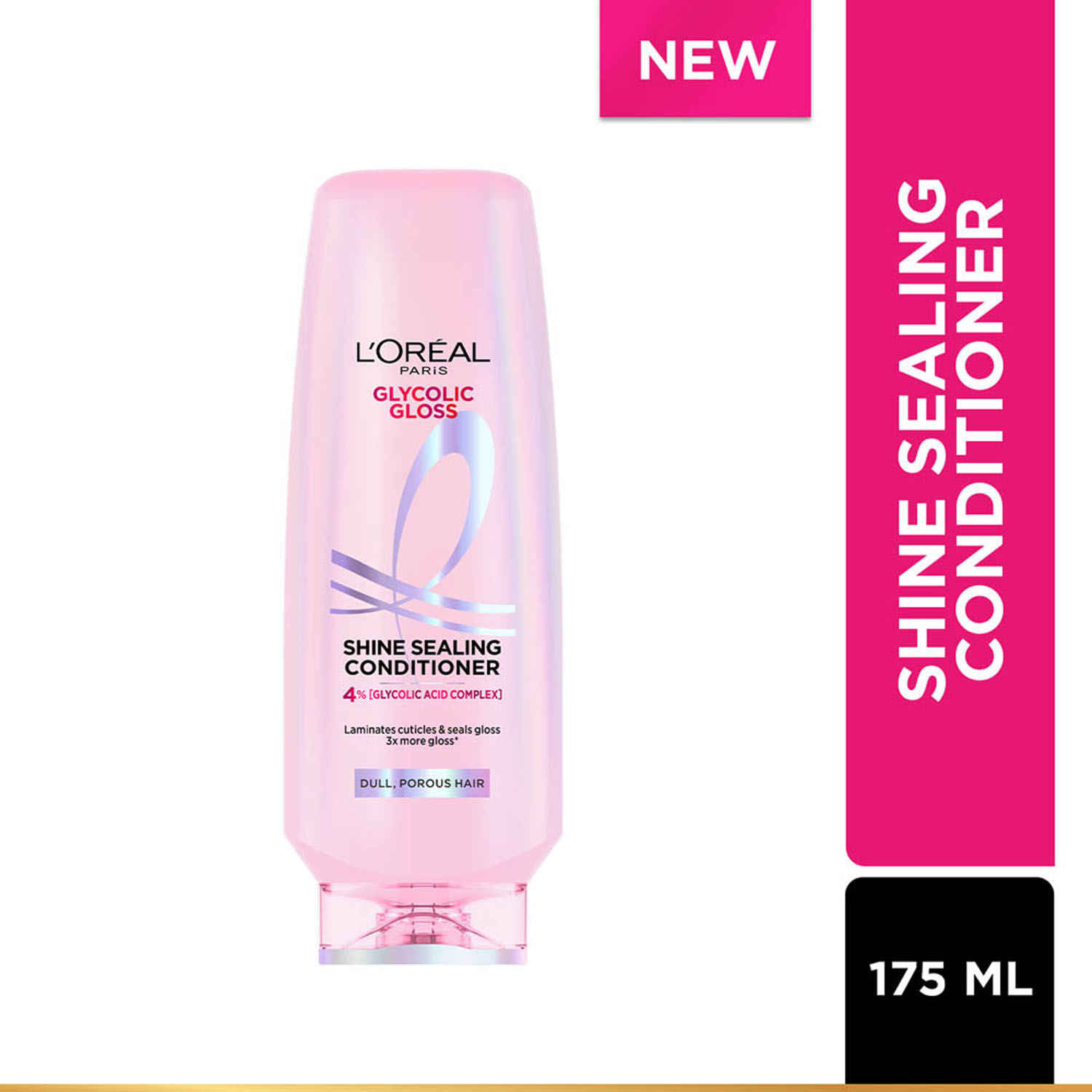 Buy L'Oreal Paris Glycolic Gloss Shine Sealing Conditioner, Powered By 4% Glycolic Acid, for Dull Hair, Smoothens Hair Fiber For 3X More Gloss, 175 ml - Purplle