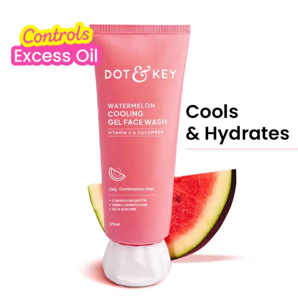 Buy Dot & Key Watermelon Cooling Gel Face Wash with Vitamin C & Cucumber | Face Wash for Glowing Skin, Pigmentation and Dark Spot Reduction Normal, Combination & Oily Skin (175 ml) - Purplle