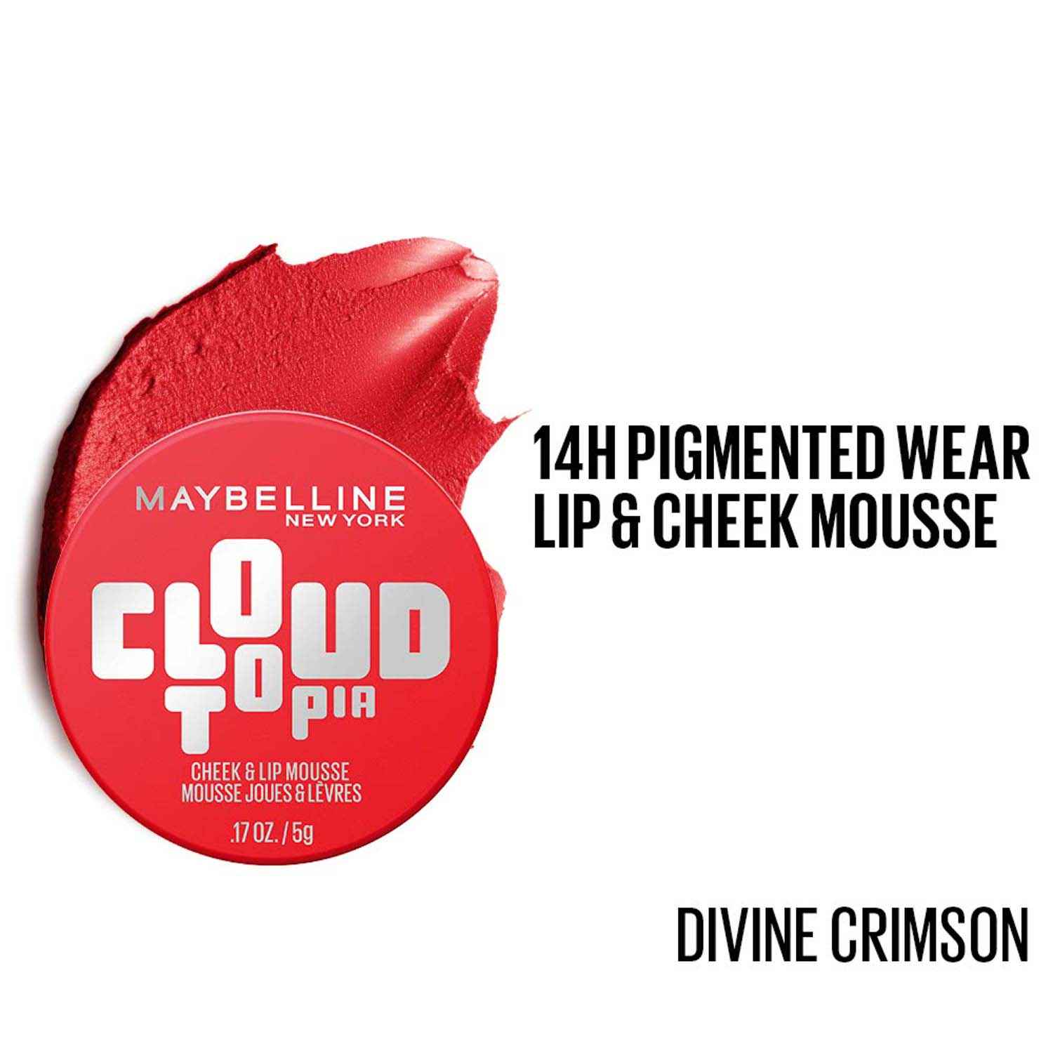 Buy Maybelline Cloudtopia Cheek & Lip Mousse Blush | Lightweight, Pigmented Mousse in Divine Crimson, 5 gm - Purplle