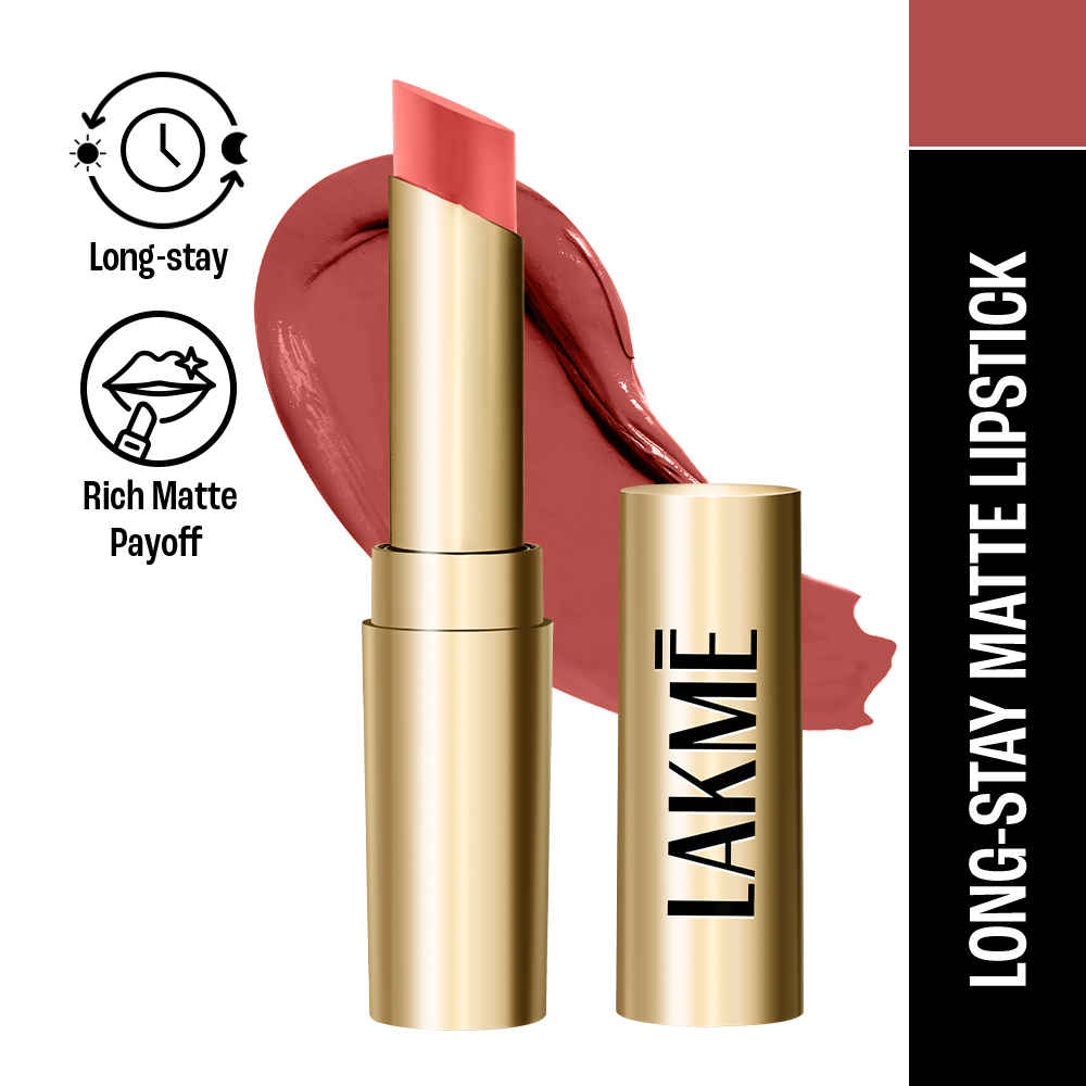 Buy LAKME Bejewel 3D Matte Slim Bullet Lipstick, with Vitamin E, for Hydrated Lips- Nude Pop- 3.4 gm - Purplle