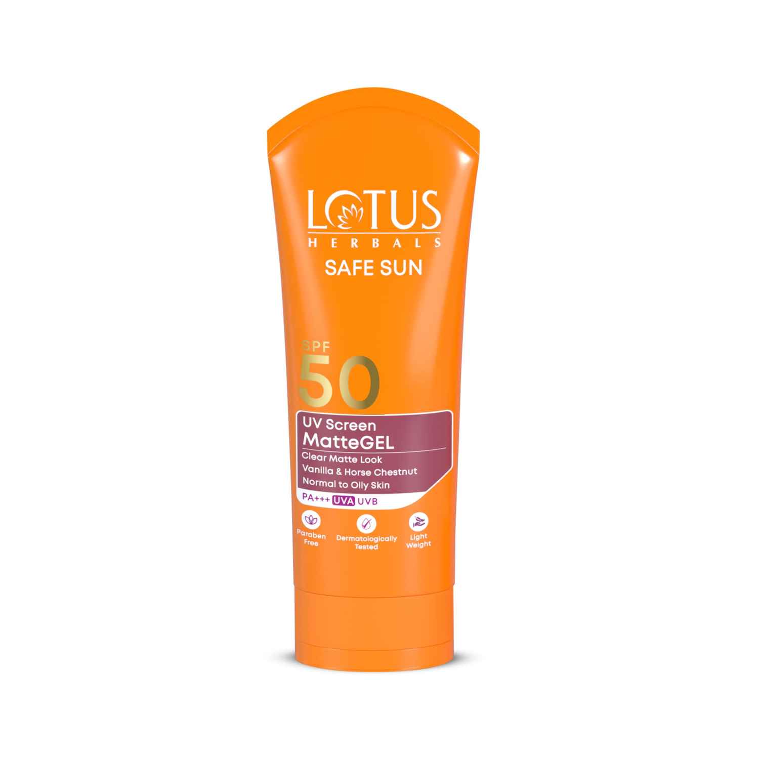 Buy Lotus Herbals Safe Sun Uv Screen Mattegel Ultra Soothing Sunscreen | PA+++ | SPF 50 | Matte Look | Oil Control | For Normal to Oily Skin | 50 gm - Purplle