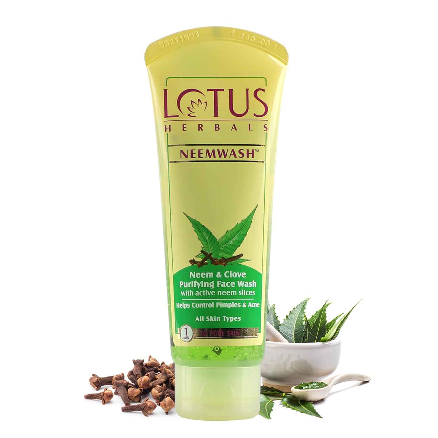 Buy Lotus Herbals Neemwash Neem & Clove Purifying Face Wash With Active Neem 120 gm - Purplle