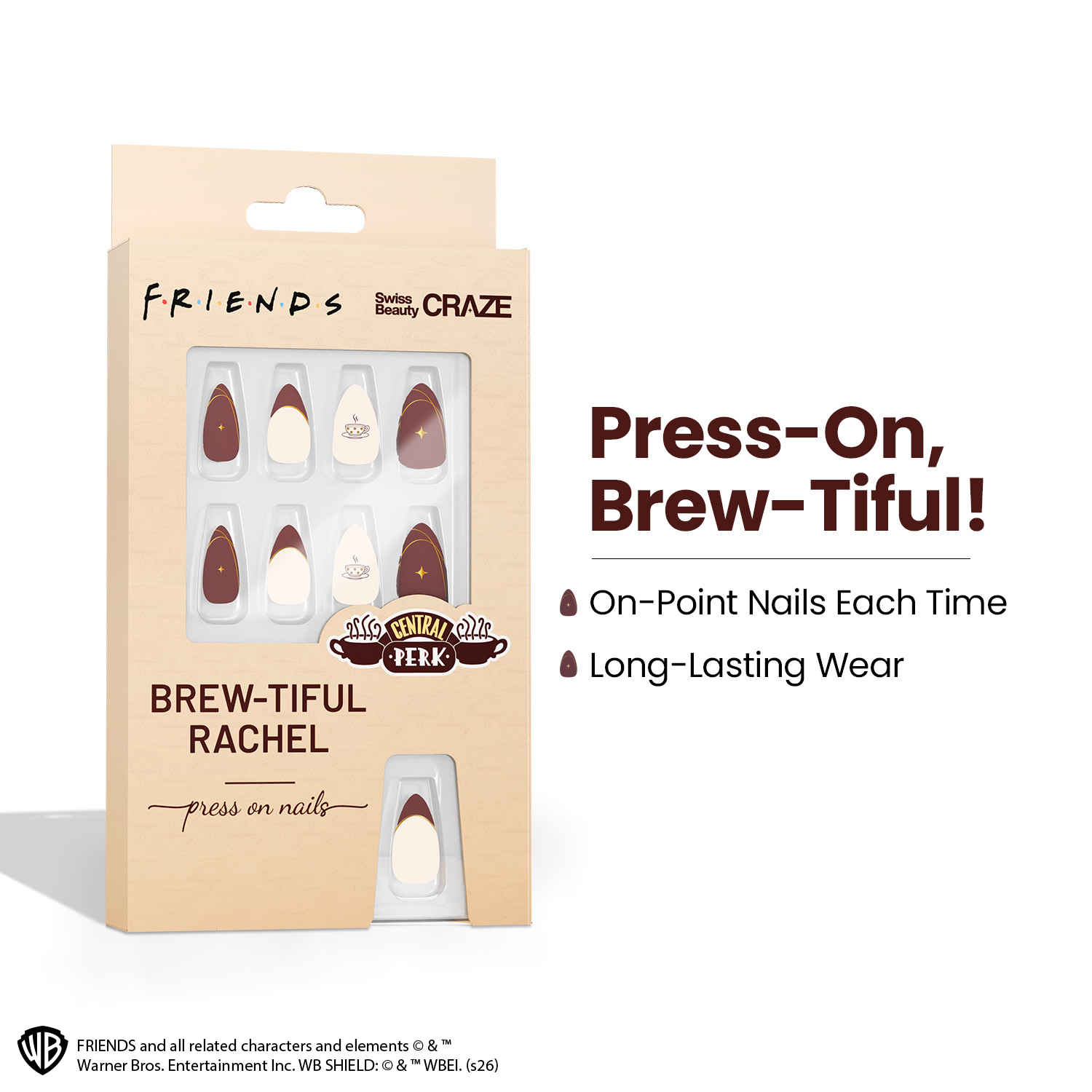 Buy Swiss Beauty Craze Brew-Tiful Rachel Press On Nails | High-Quality | Pack of 24 Nails | Reusable | Easy To Use - Purplle