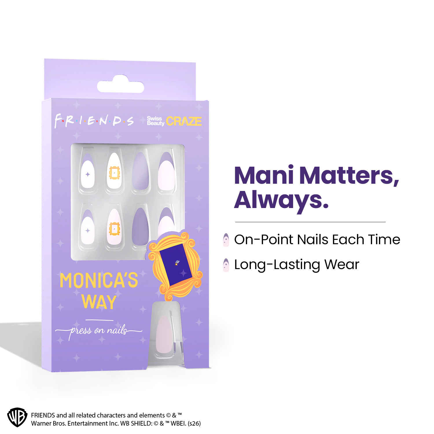 Buy Swiss Beauty Craze Monica’s Way Press On Nails | High-Quality | Pack of 24 Nails | Reusable | Easy To Use - Purplle