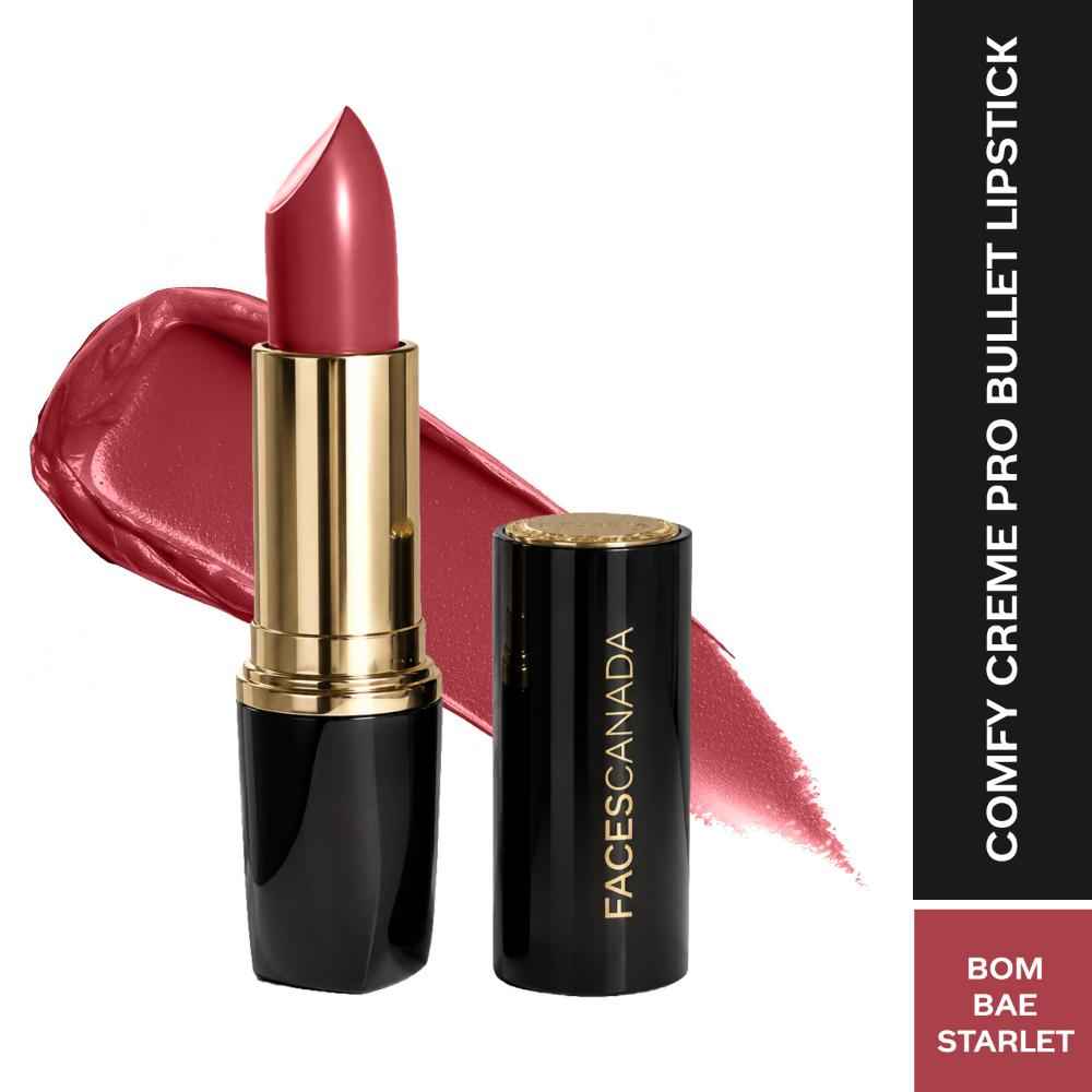 Buy FACES CANADA Comfy Creme Pro Bullet Lipstick - BomBae Starlet, 3.6 gm | Lightweight Formula | Glossy Creamy Finish | Buildable Color | Smooth Glide | Comfortable Wear | Tea Tree Oil & Vitamin E Infused - Purplle