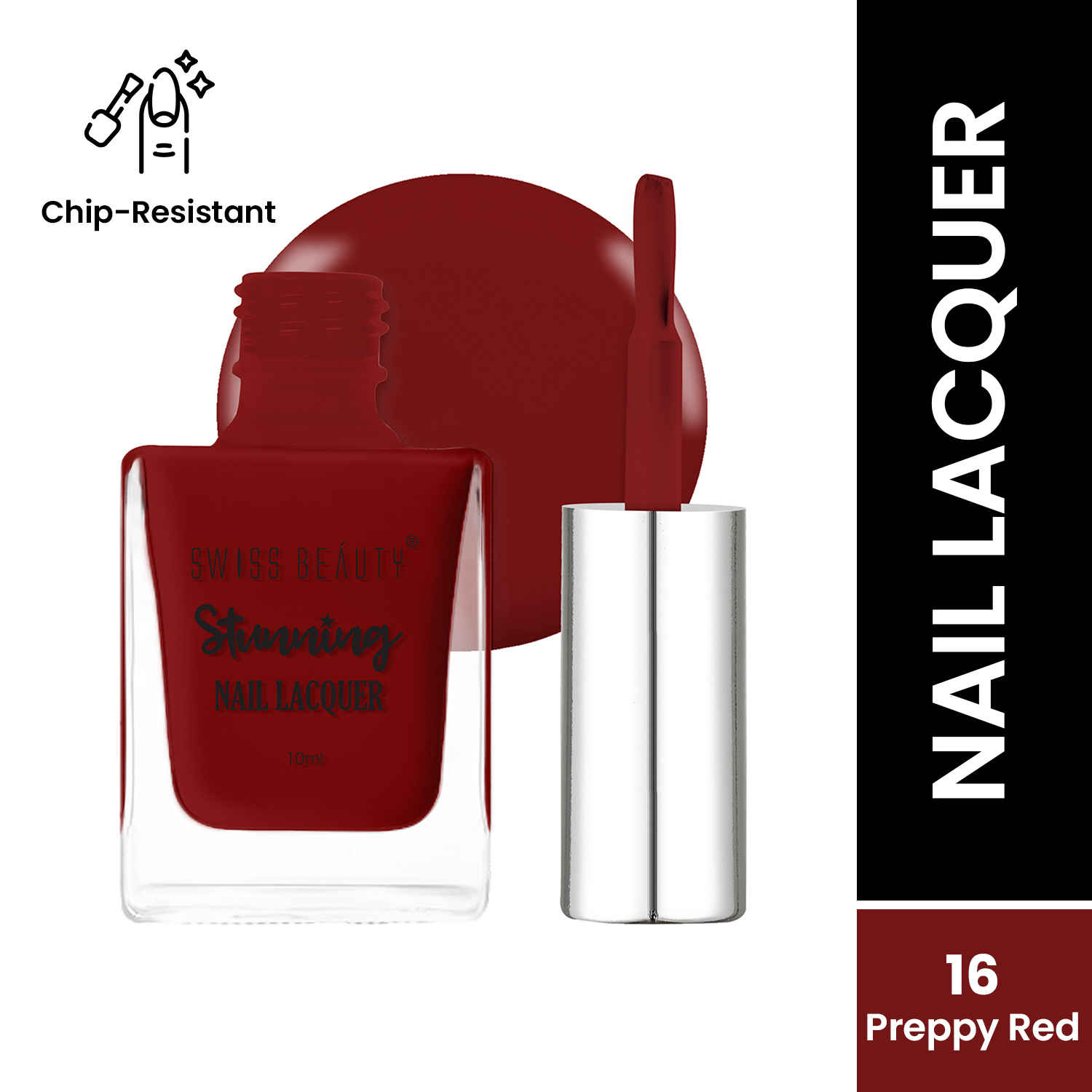 Buy Swiss Beauty Stunning Nail Lacquer 16 Preppy Red (10 ml) - Purplle