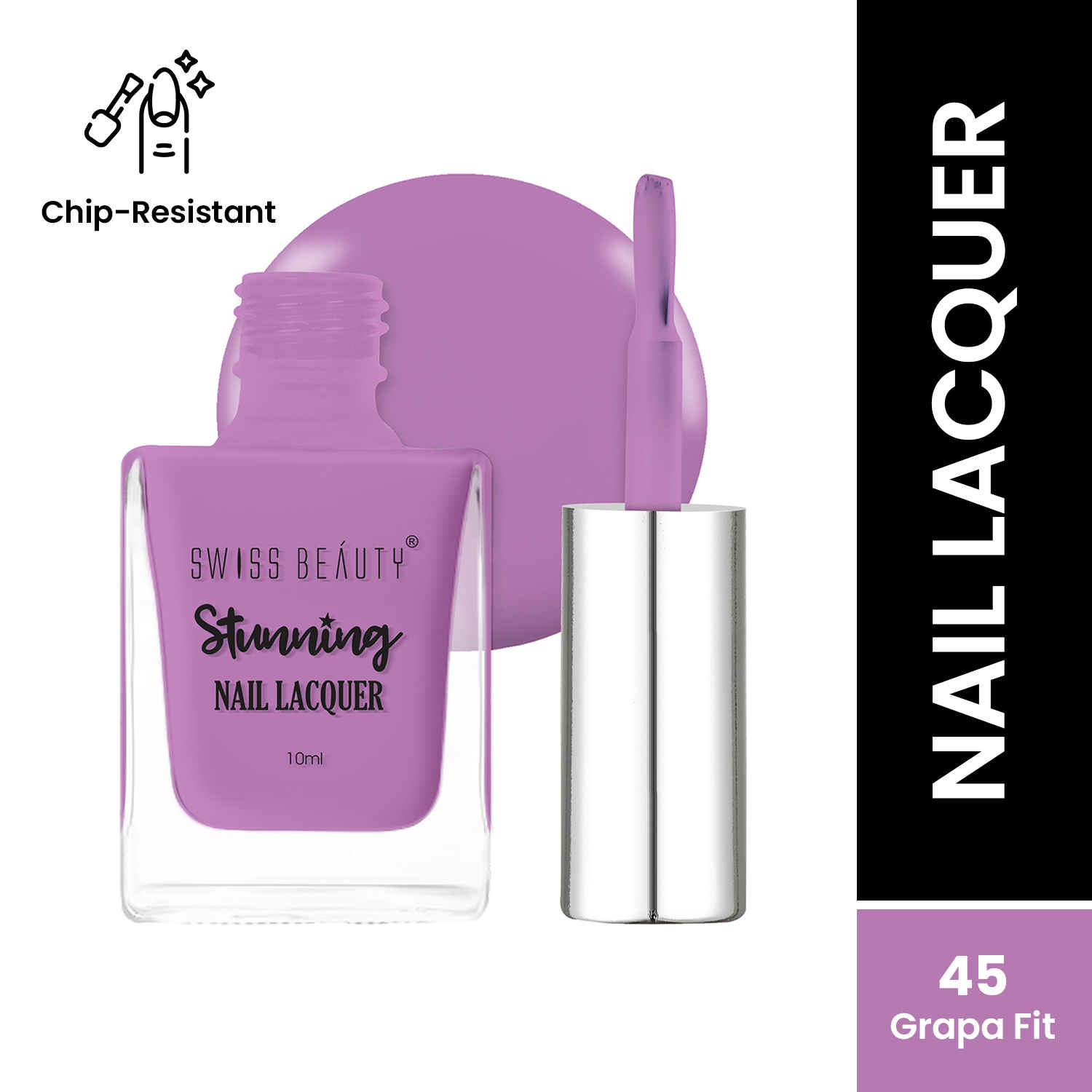 Buy Swiss Beauty Stunning Nail Lacquer 45 Grapa Fit (10 ml) - Purplle