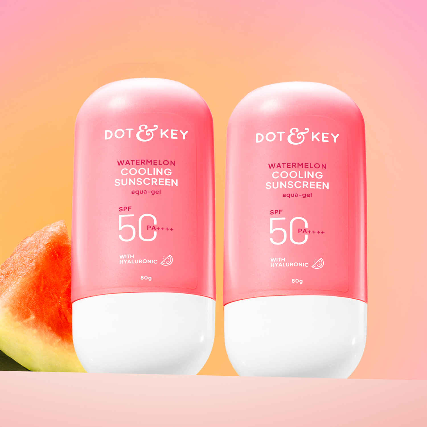 Buy Dot & Key Watermelon Cooling Sunscreen SPF 50 PA++++ for Moisturized Skin, No White Cast, Boosts Vitamin D Absorption & Quick Absorbing - 80 gm - Pack of 2 - Purplle