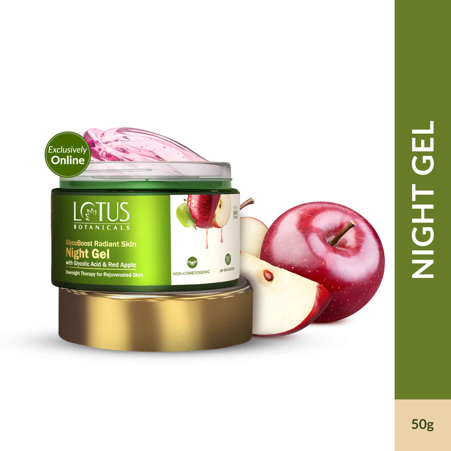 Buy Lotus Botanicals GlycoBoost Radiant Skin Night Gel with Glycolic Acid & Red Apple - 50 gm - Purplle