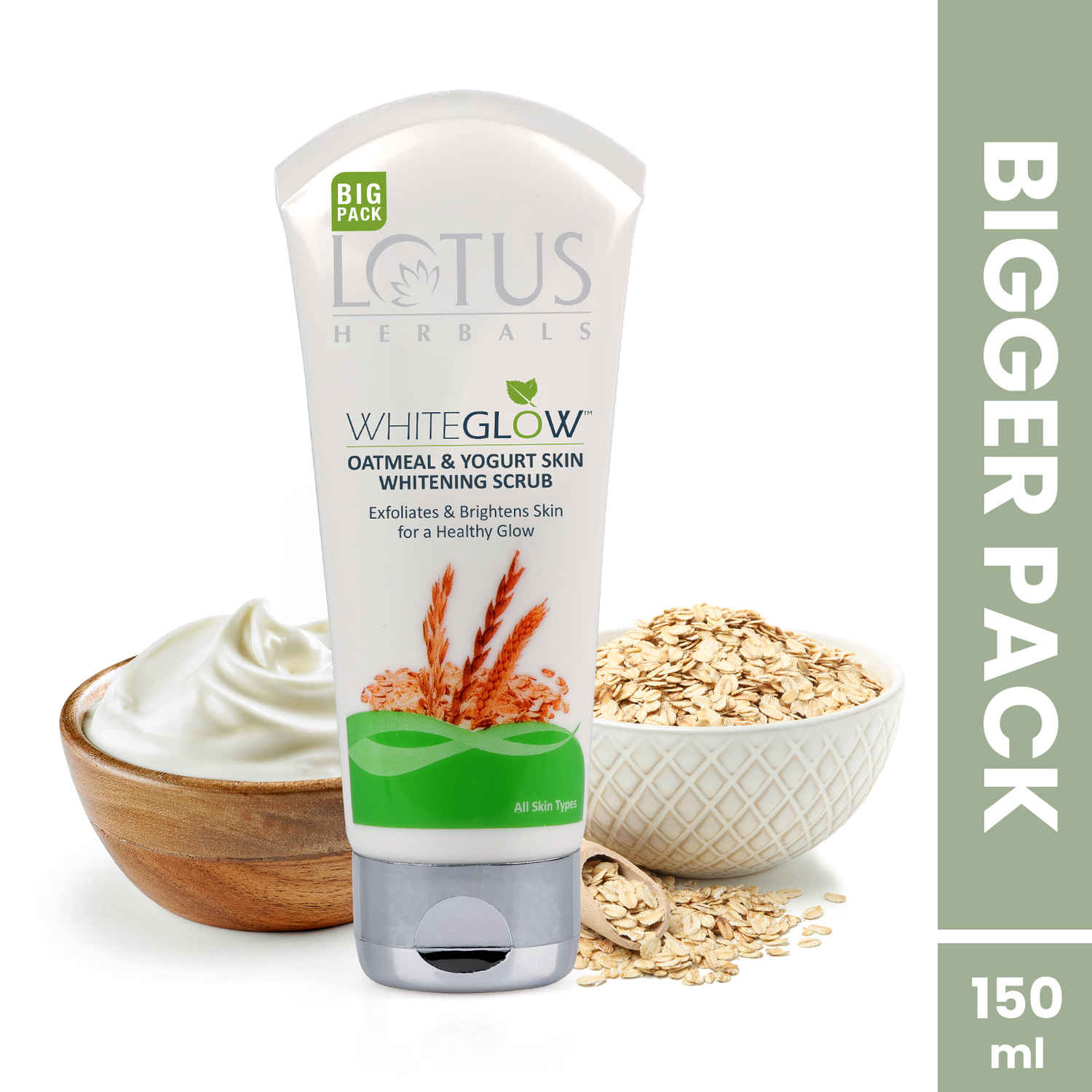 Buy Lotus Herbals WhiteGlow Skin Brightening Oatmeal & Yogurt Scrub | Gentle Exfoliator | Removes Tan and Blackheads | Face Scrub for Women & Men | 150 gm - Purplle