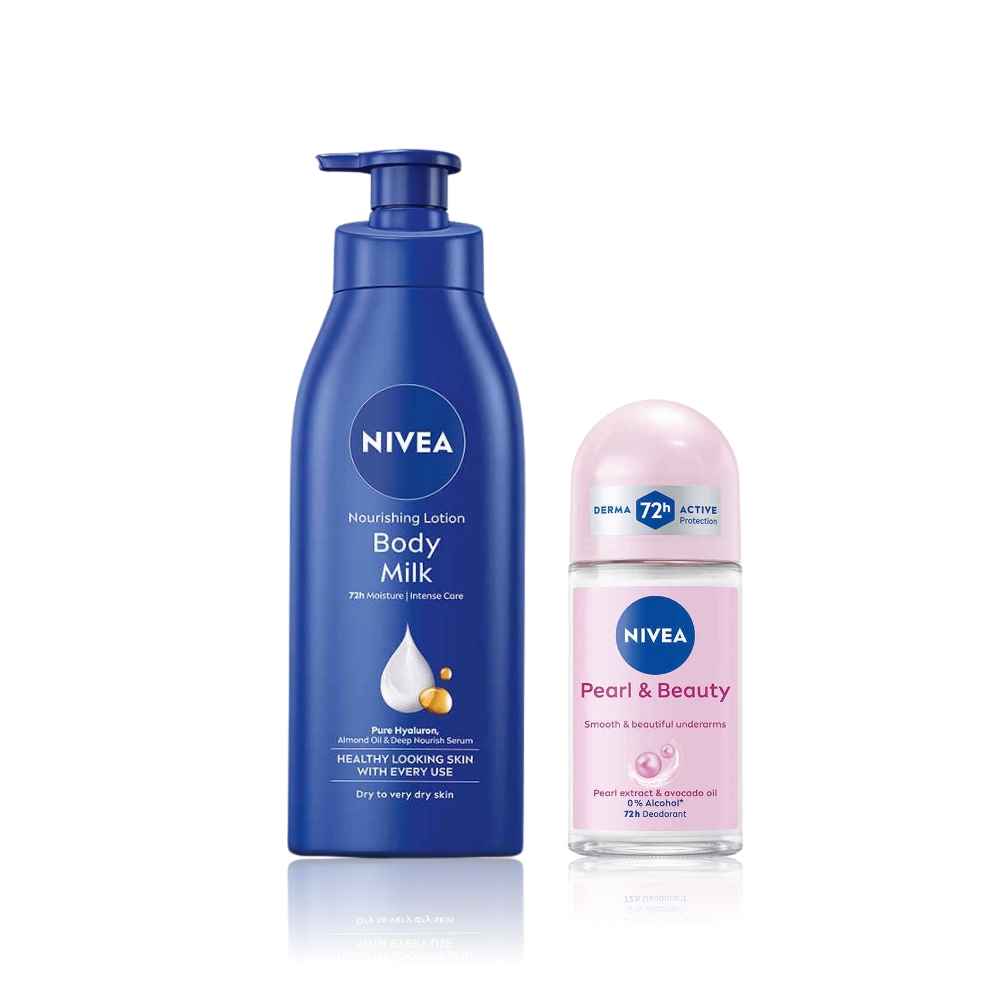 Buy Nivea Fresh & Smooth Duo( Nourishing Body Milk 400 ml+ Pearl & Beauty Deo Roll-on For Women 50 ml ) - Purplle