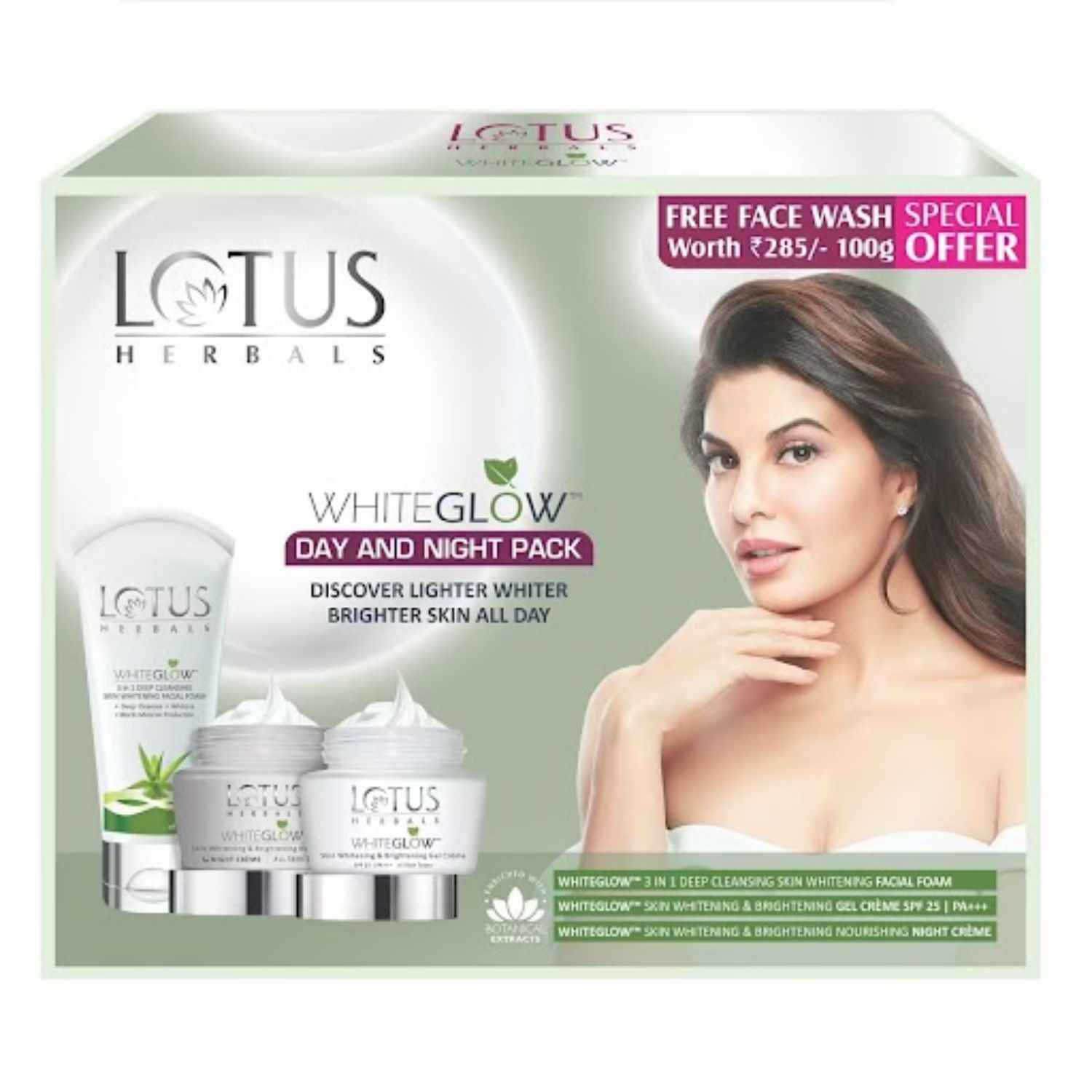 Buy Lotus Herbals Whiteglow Day And Night Pack with Face Wash | For Skin Brightening | Day Cream | Night Cream | Facewash | 220 gm - Purplle