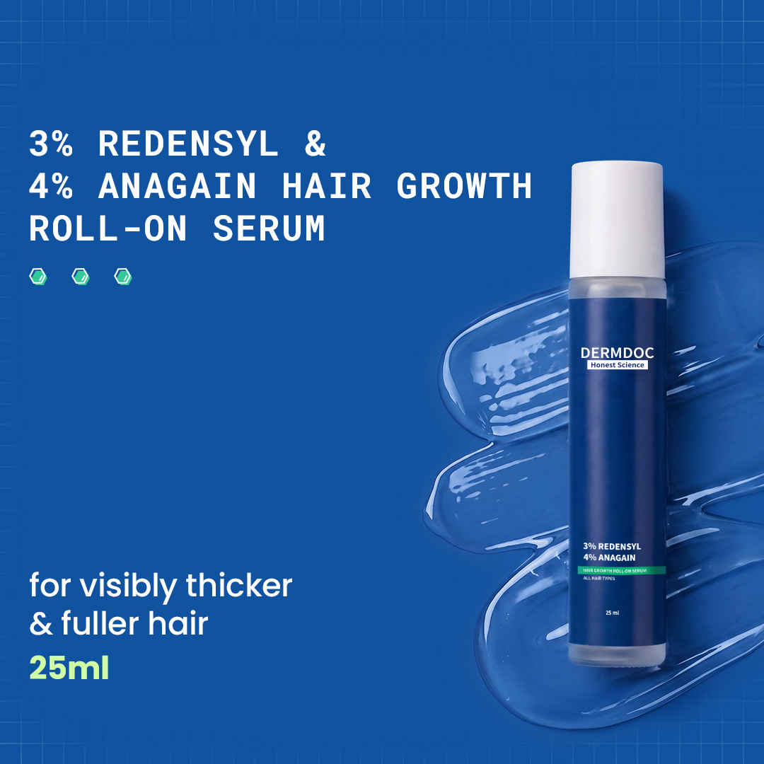 Buy Dermdoc 3% Redensyl,4% Anagain Hair Growth Roll-On Serum | Infused with 2% Bicapil & 1% Peptide Complex | Helps Reduces Hair Fall & Promotes Hair Growth| Stimulates Follicles & Improves Hair Density | Suitable for All Hair Types | 25 ml - Purplle