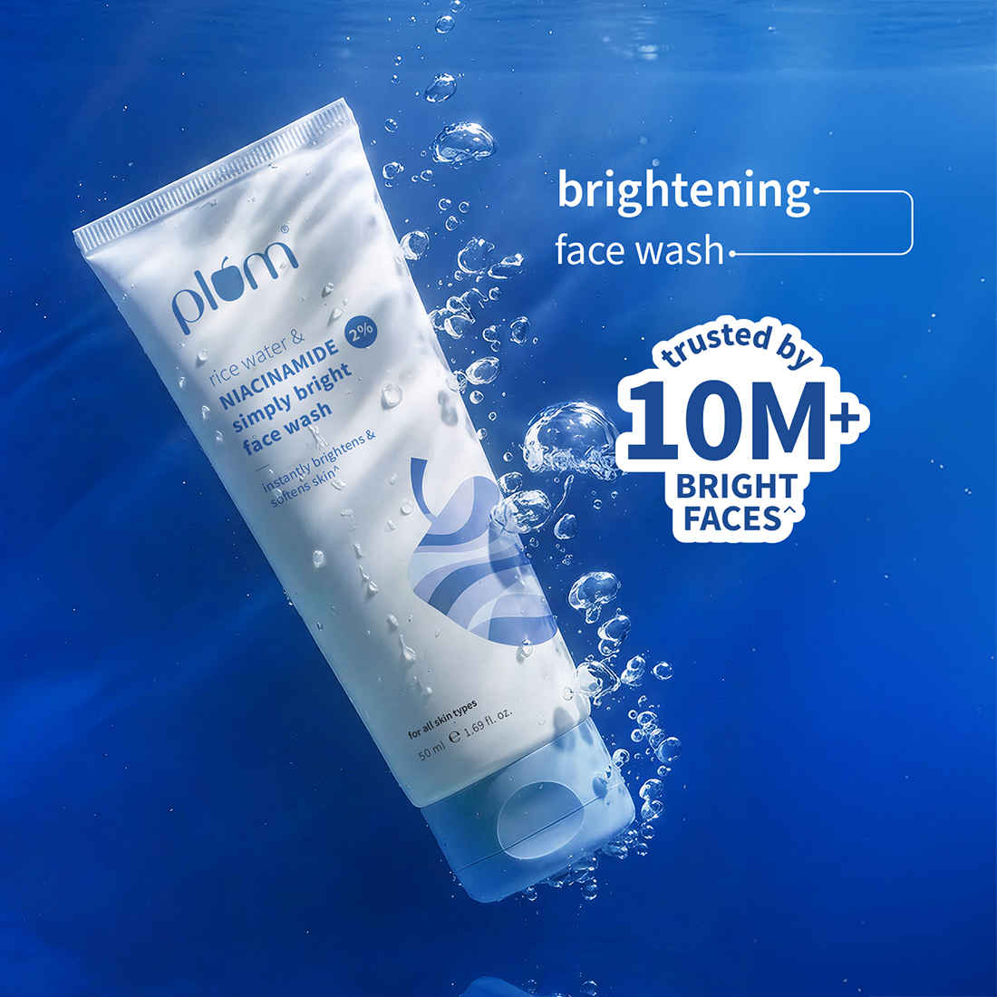 Buy Plum Simply Bright 2% Niacinamide Face Wash With Rice Water | Brightens Skin, Helps Fade Blemishes | Softens & Smoothens Skin | Gentle & Non-Drying | Women & Men | 100% Vegan | 50 ml - Purplle