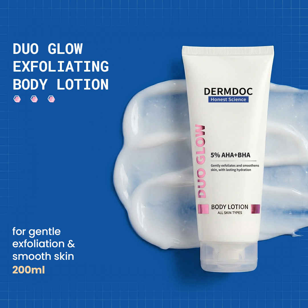 Buy DermDoc Duo Glow 5% AHA + BHA Exfoliating Body Lotion | Dual-Action Exfoliation for Smooth, Bright Skin | Removes Dead Skin & Unclogs Pores | Hydrating, Fast-Absorbing | All Skin Types | 200 ml - Purplle