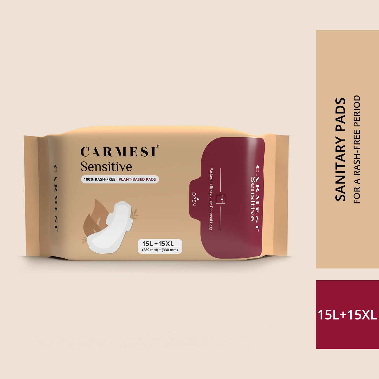 Buy Carmesi Sensitive - Sanitary Pads (15 Large + 15 XL) - Purplle