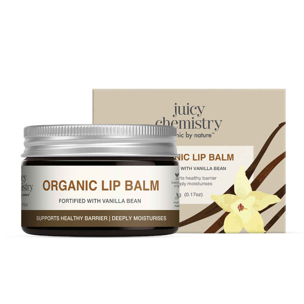 Buy Juicy Chemistry Organic Lip Balm with Vanilla Bean, 5 gm | Deeply Moisturising & Nourishing Lip Care | Supports Healthy Lip Barrier | For Dry & Sensitive Lips | Dermatologically Tested | Cruelty Free & Veg - Purplle