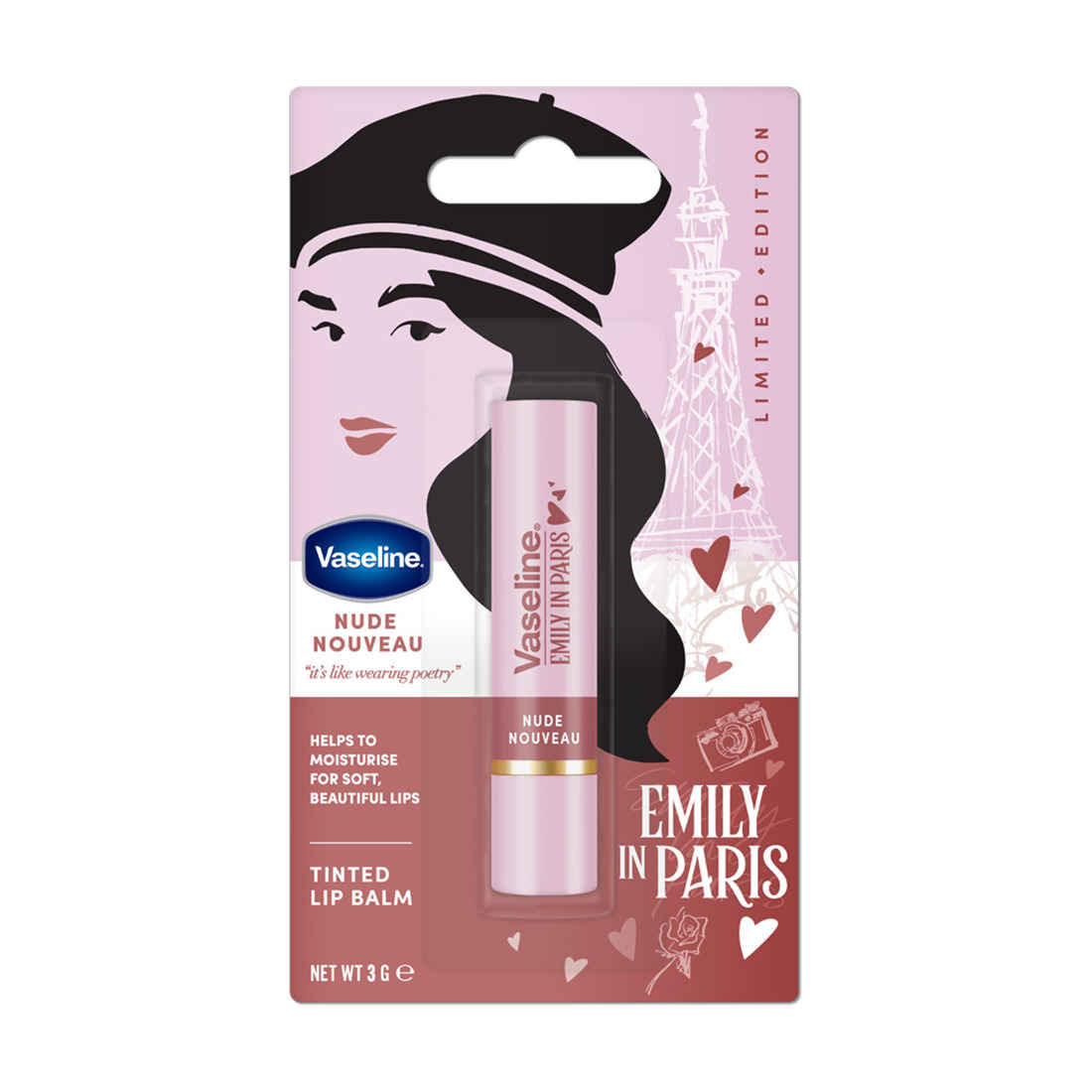 Buy Vaseline Nude Nouveau Emily in Paris Limited Edition Nude Tinted Lip Balm Stick 3 gm - Purplle