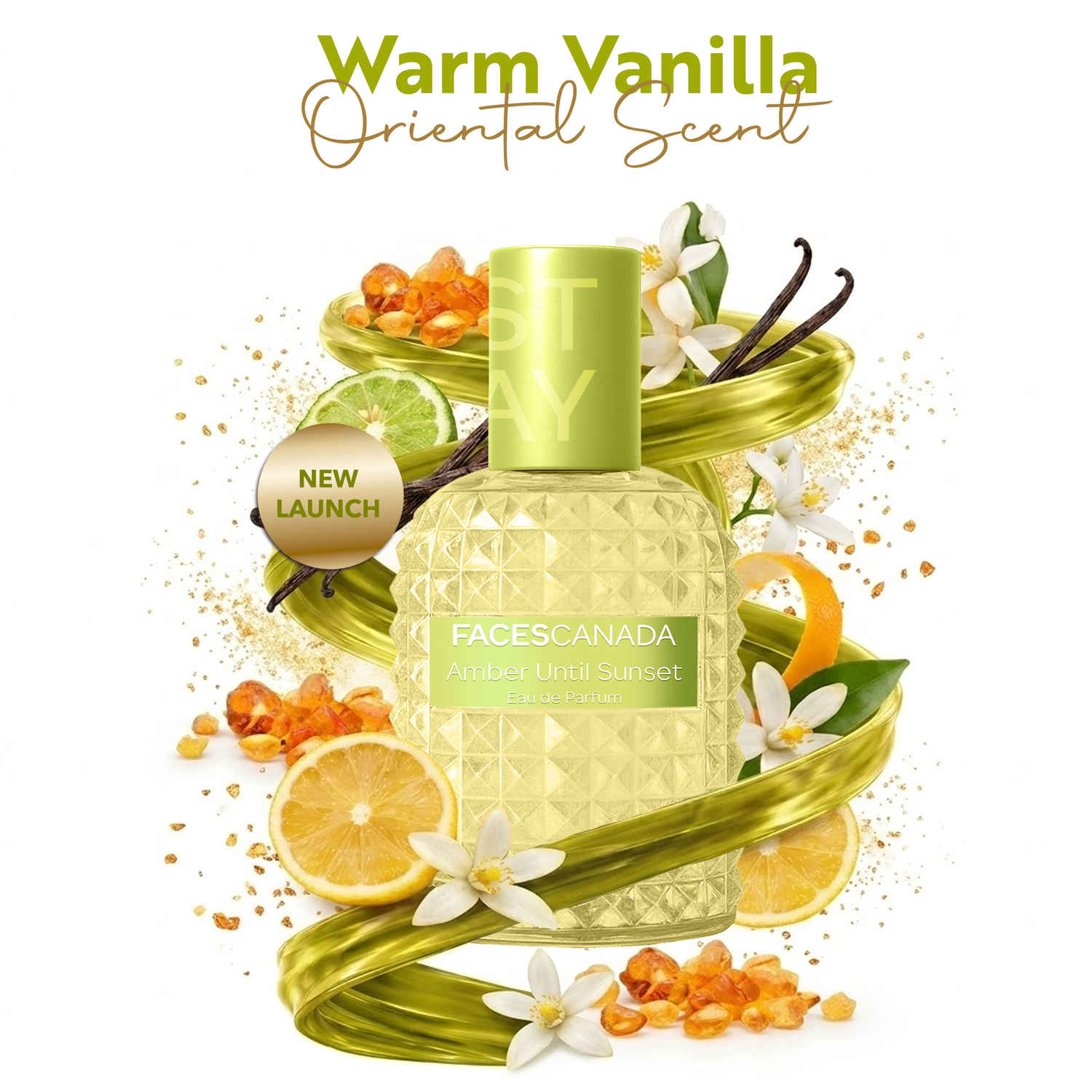 Buy FACES CANADA STAY Amber Until Sunset Eau de Parfum Mini for Women, 20 ml | Long-Lasting Oriental, Ambery Vanilla Perfume with Bergamot, Amber, Vanilla & Musk | Warm Day-to-Night Scent | Premium Fragrance - Purplle