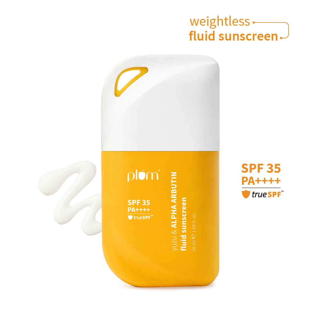 Buy Plum Yuzu & Alpha Arbutin Weightless Fluid Sunscreen 35 PA++++ | Helps Fade Tan & Dark Spots | Ultra-light Texture | 50 gm - Purplle