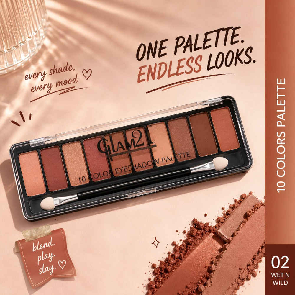 Buy Glam 21 Shades of Trend Eyeshadow Palette | 10 Highly Pigmented Shades |Smudge Free & Long-Lasting | 8.8gm - Shade -02 - Purplle