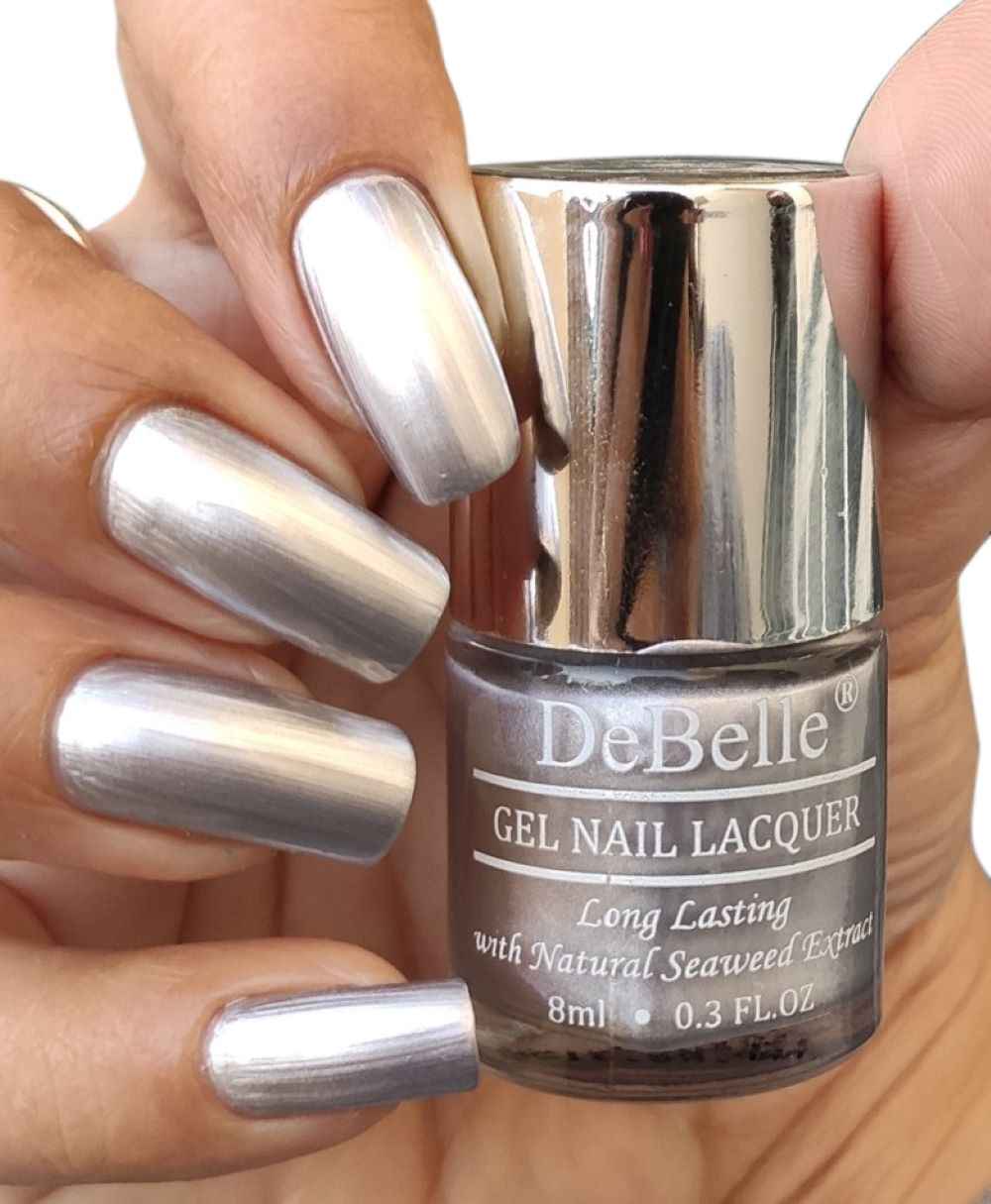 Buy DeBelle Gel Nail Lacquer Chrome Silver Metallic Silver Nail Polish - 8 ml - Purplle