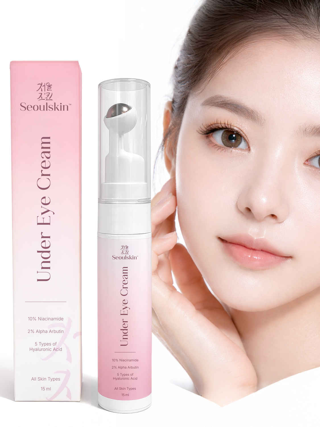 Buy Seoulskin Under Eye Cream for Dark Circles, Fine Lines & Puffiness | For Men & Women | With 10% Niacinamide, 2% Alpha Arbutin | With Built-in Cooling Massage Roll-On Applicator | 15 ml - Purplle