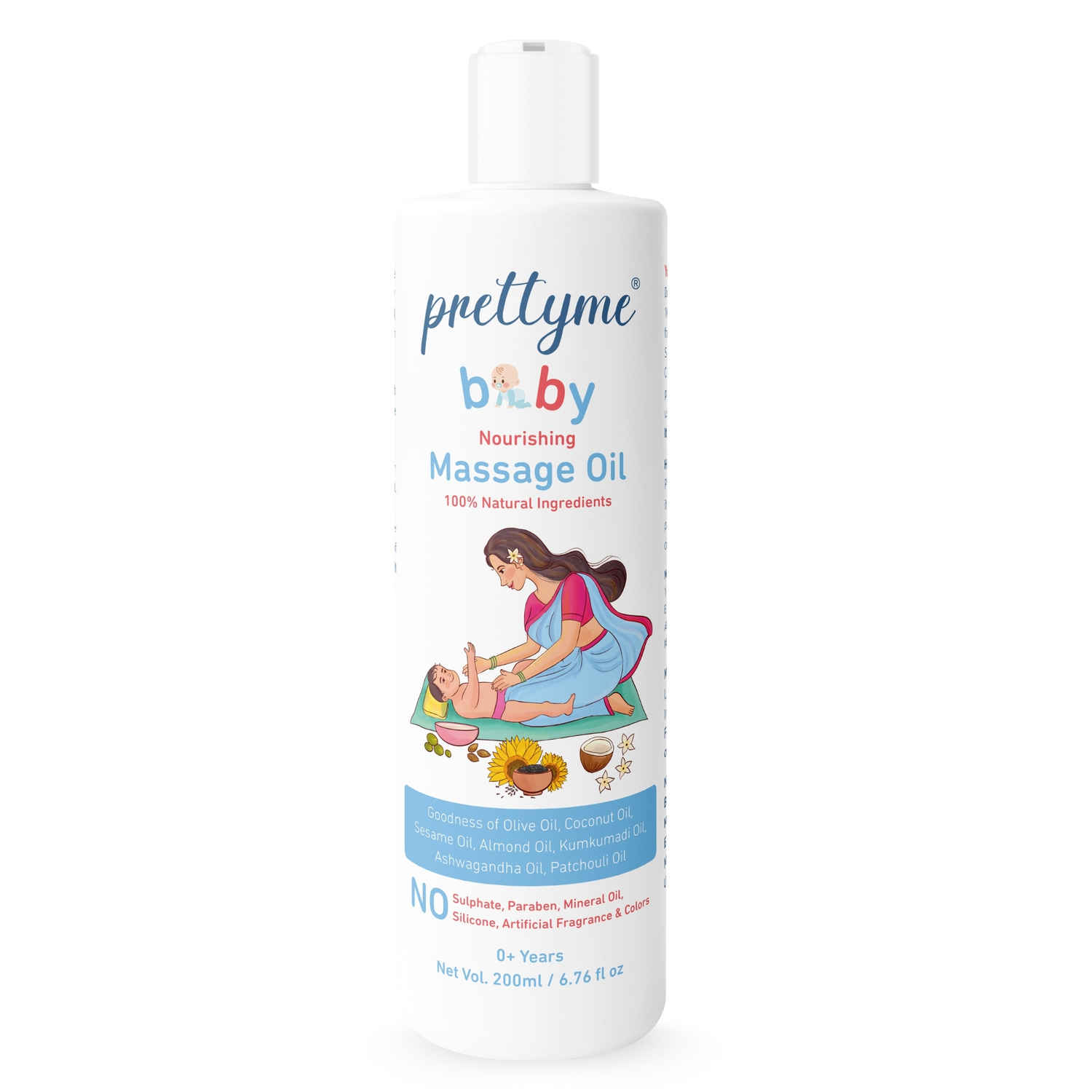 Buy Prettyme Baby Nourishing Massage Oil with Natural Olive, Coconut Oil For Newborn & Kids, 200 ml - Purplle