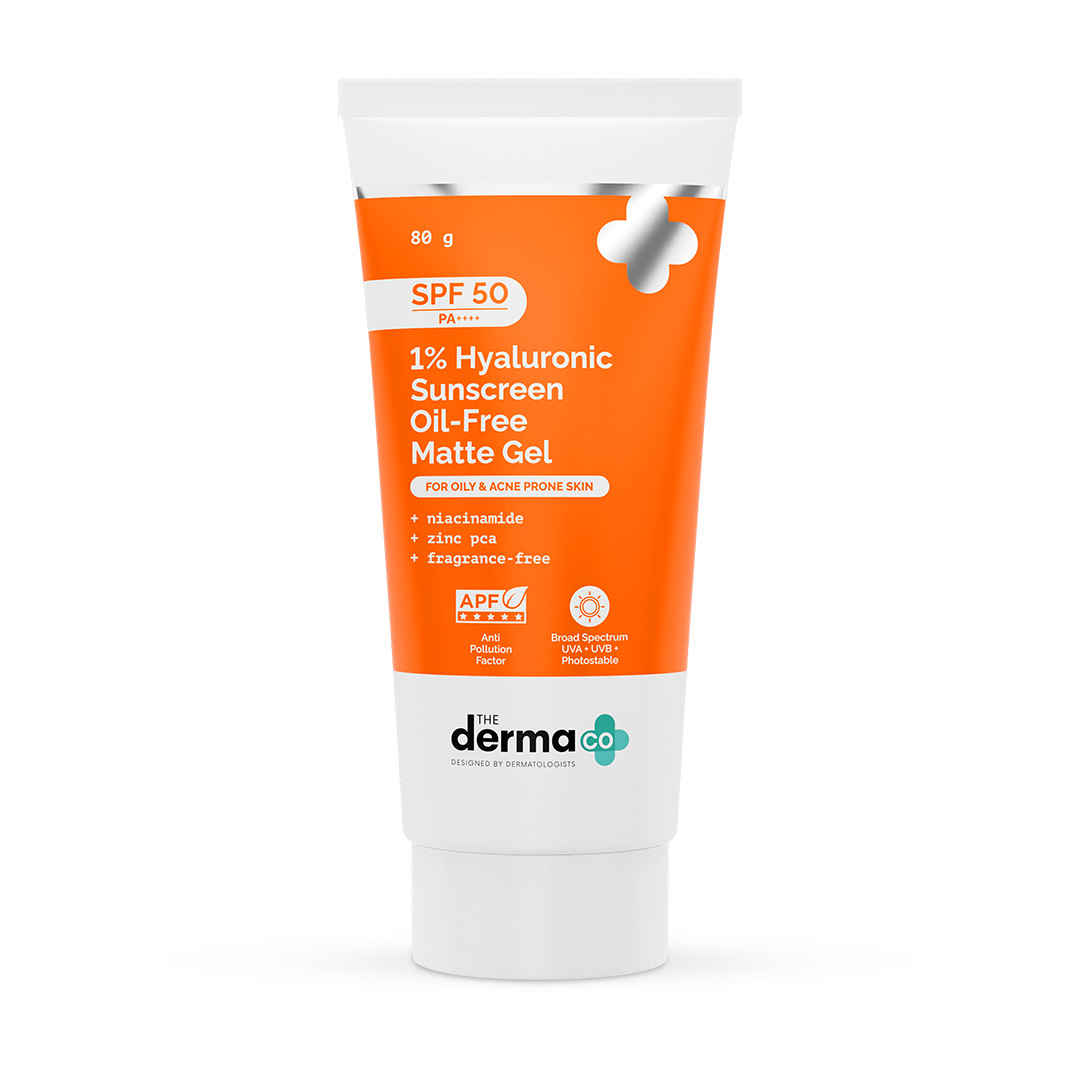 Buy The Derma co. 1% Hyaluronic Sunscreen Oil-Free Matte Gel | Lightweight Sunscreen for Oily & Acne-Prone Skin | SPF 50 & PA++++ Protection | Safe & Effective | - 80 gm - Purplle