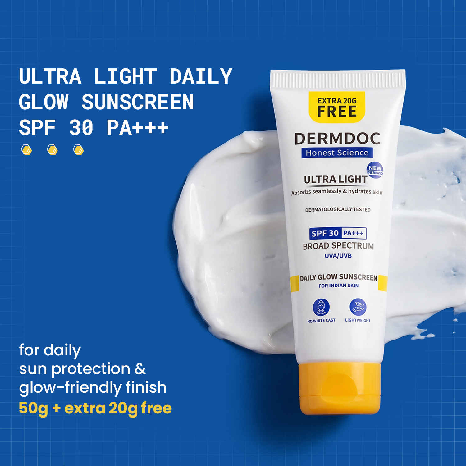 Buy DERMDOC Ultra Light SPF 30 PA+++ Glow Sunscreen 50 gm - Purplle