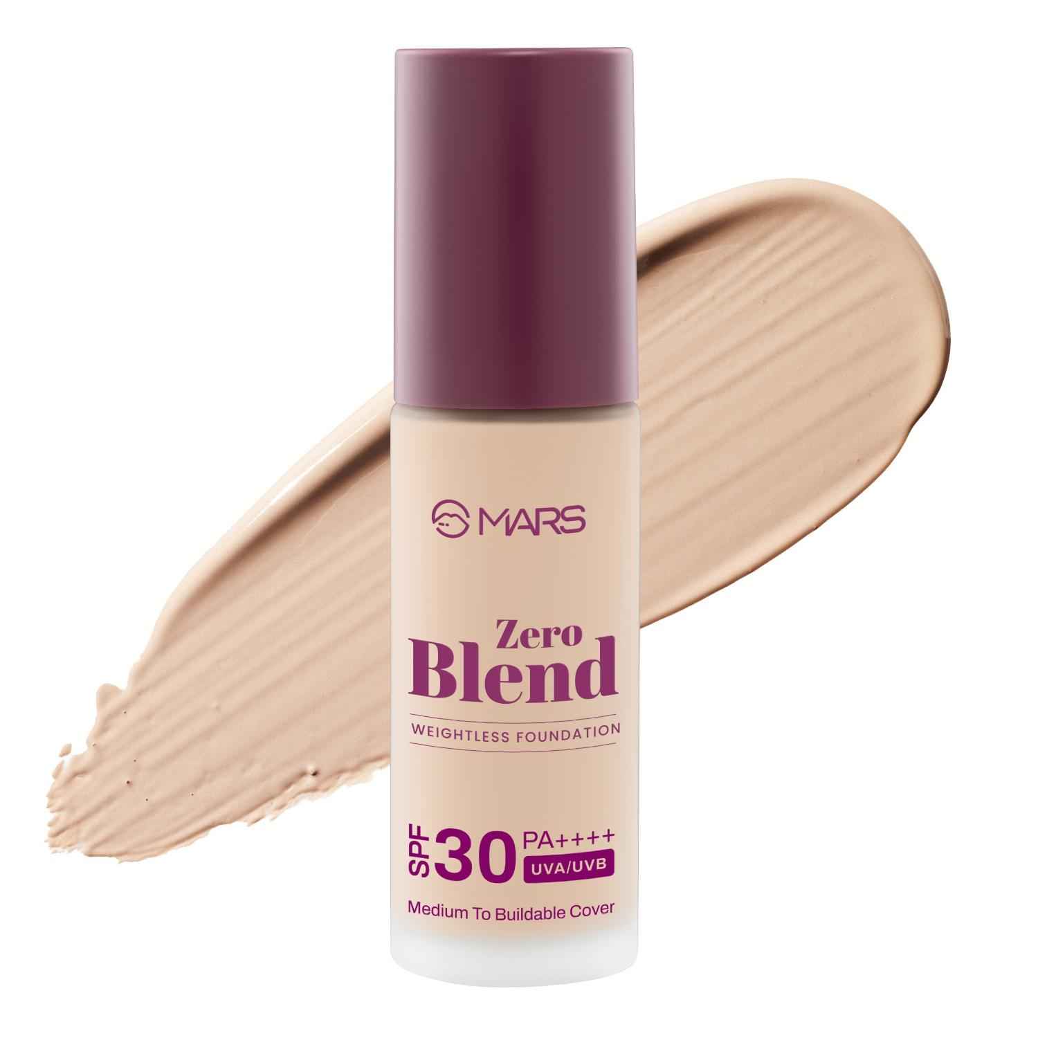 Buy MARS SPF30 PA++++ Zero Blend Weightless Liquid Foundation for Makeup ( 30 ml ) (04-ALMOND BUTTER) | Lightweight & Long-Lasting | Matte Finish | Buildable Coverage | Sweat-Proof | Hydrating Formula - Purplle